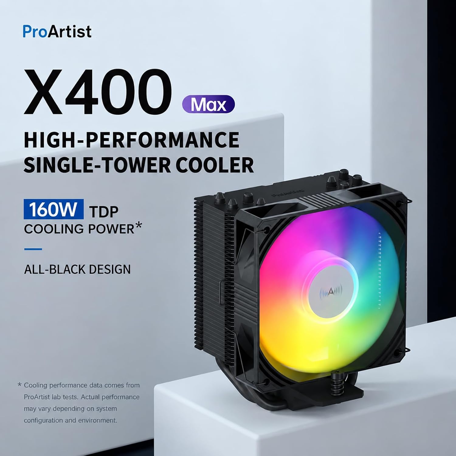 ENFRIADOR DE CPU PROARTIST X400 MAX ARGB 110MM PWM PARA AM5 LGA1700 - 4