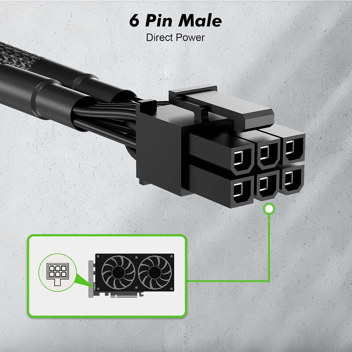 CABLE ADAPTADOR DE PODER PCIE JYD DUAL 6 PIN HEMBRA A 6 PIN MACHO 23 CM - 3