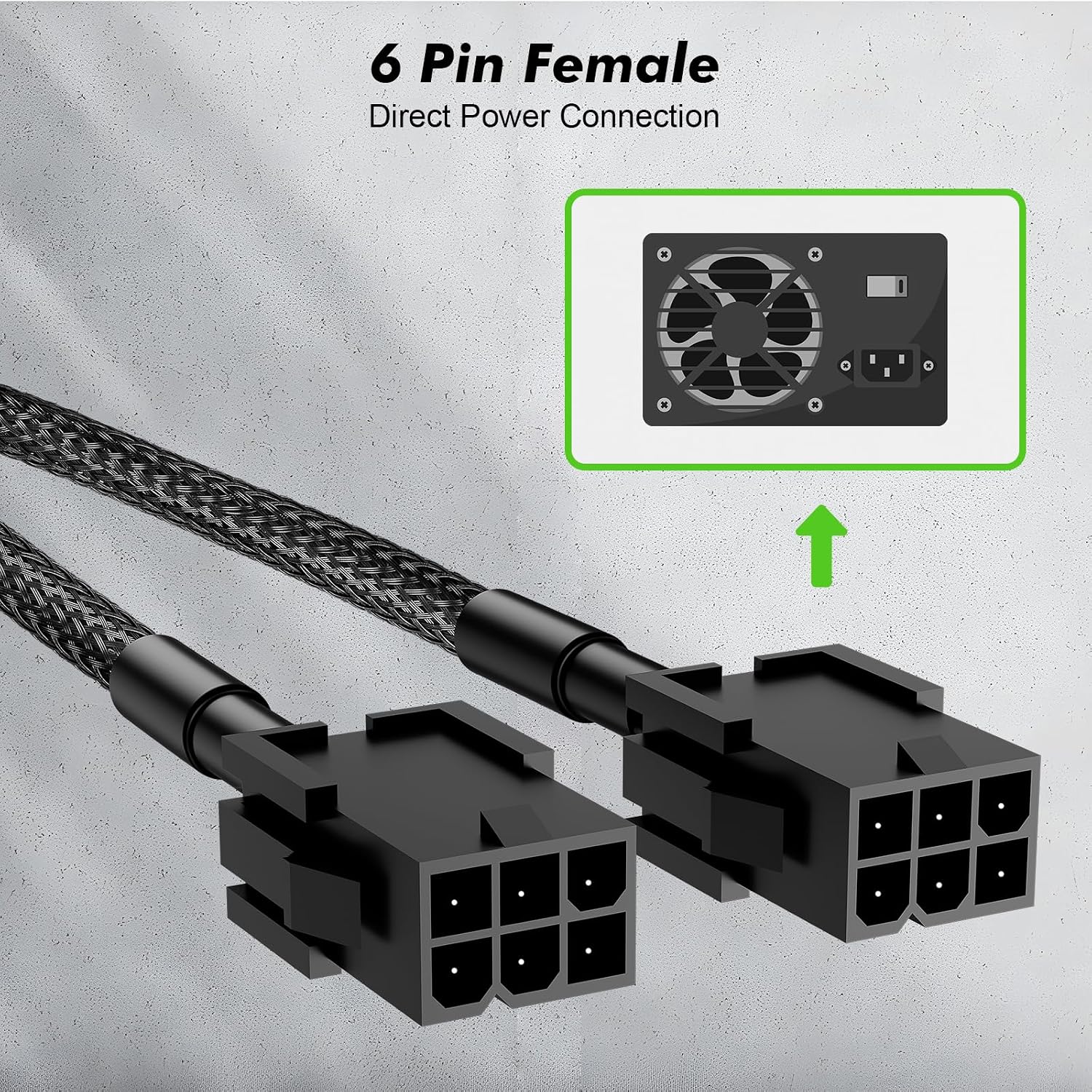 CABLE ADAPTADOR DE PODER PCIE JYD DUAL 6 PIN HEMBRA A 6 PIN MACHO 23 CM - 4