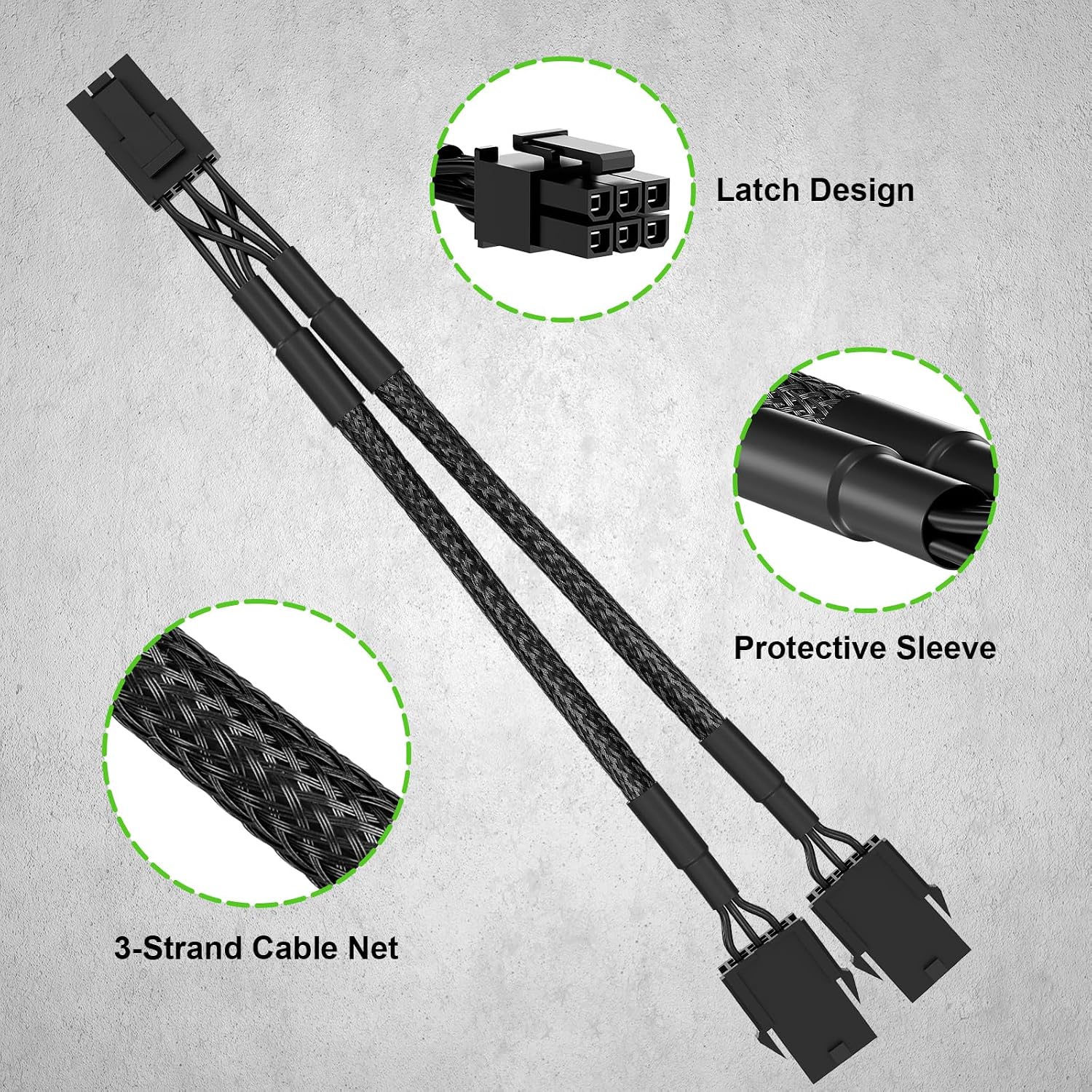 CABLE ADAPTADOR DE PODER PCIE JYD DUAL 6 PIN HEMBRA A 6 PIN MACHO 23 CM - 5