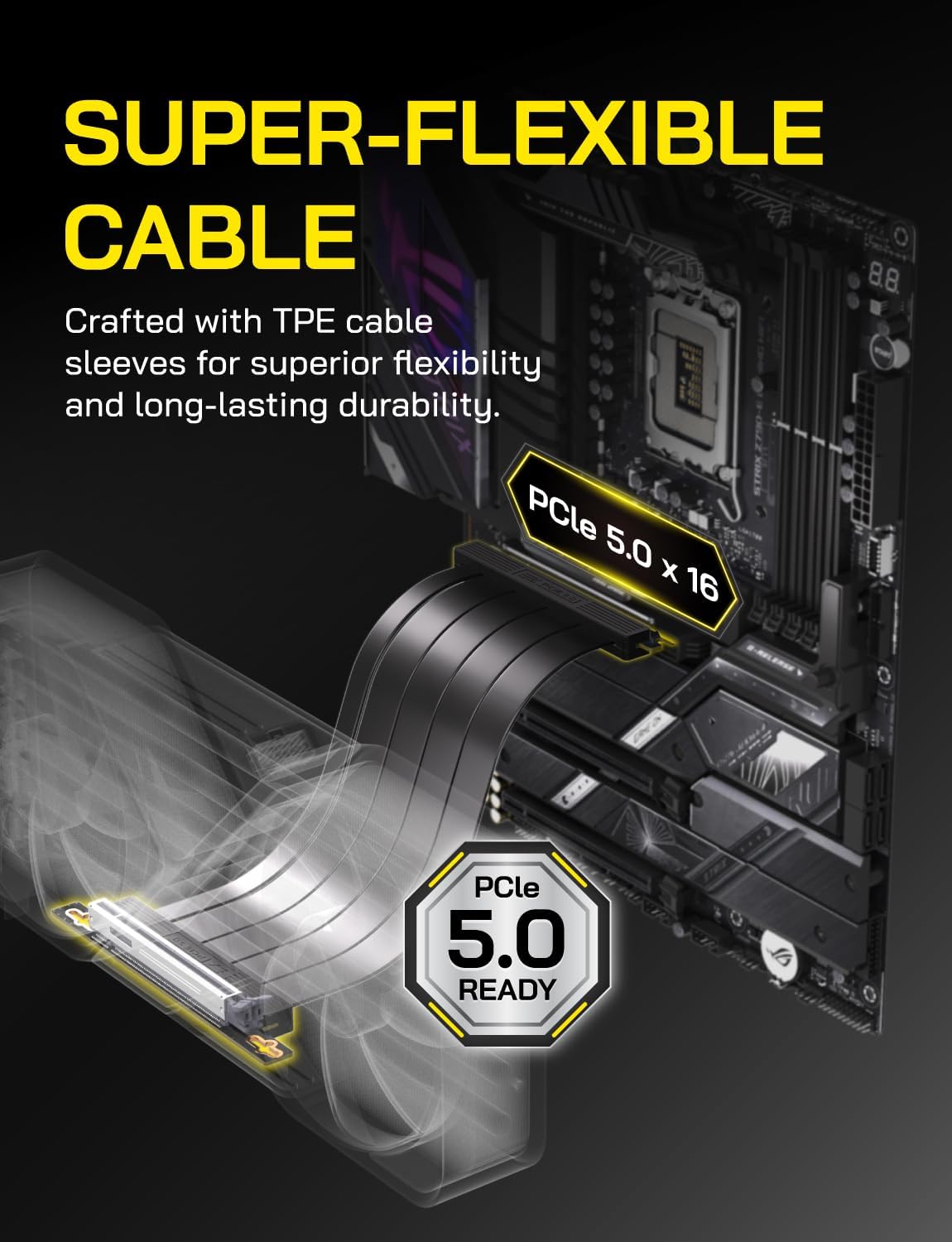 CABLE PCIE 5.0 RISER EZDIY-FAB GEN5 GPU EXTENDER 20CM ÁNGULO RECTO NEGRO - 2