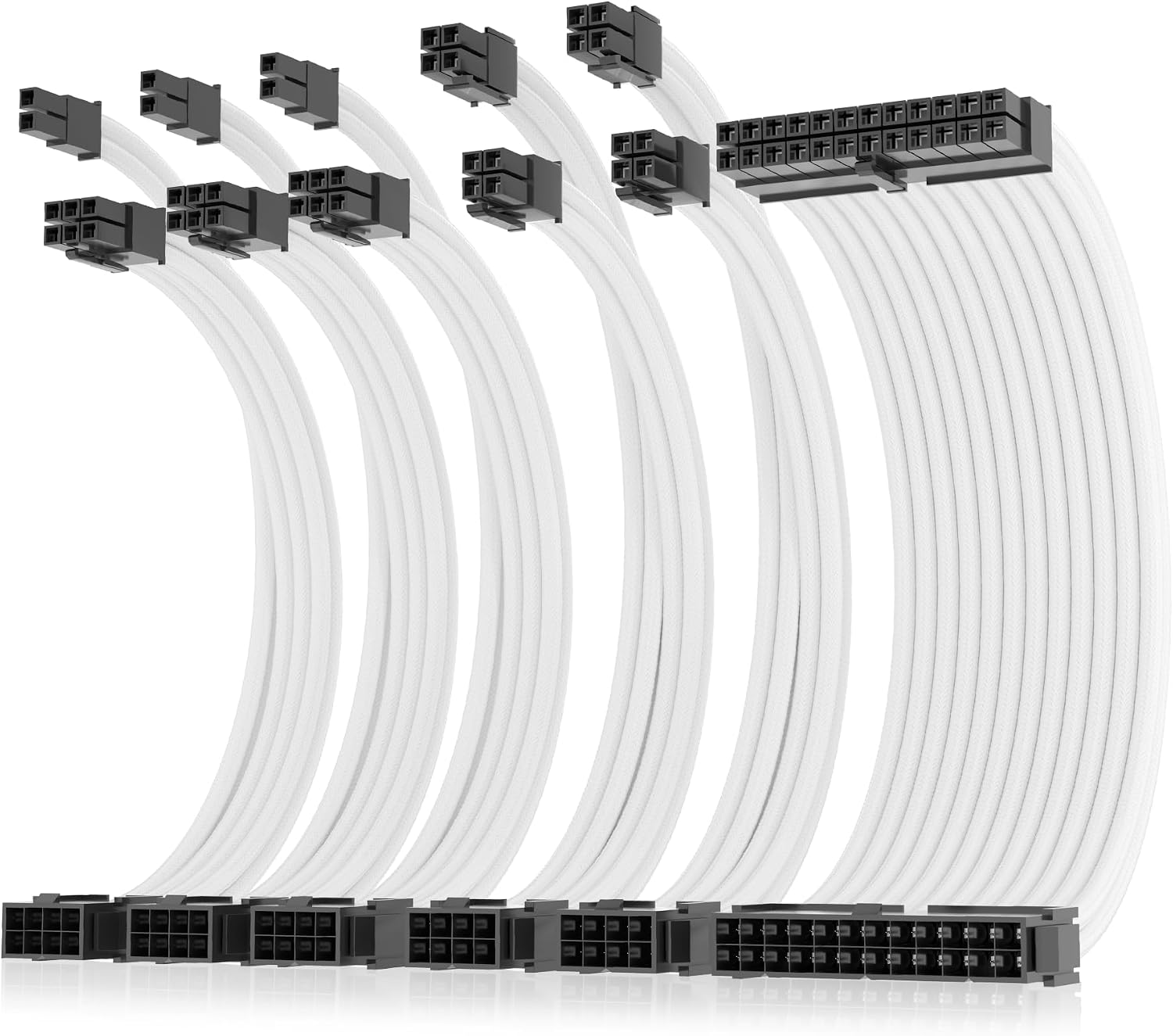 CABLE EXTENSOR PARA FUENTE DE PODER ASIAHORSE 16AWG KIT DUAL EPS BLANCO 30CM - 1