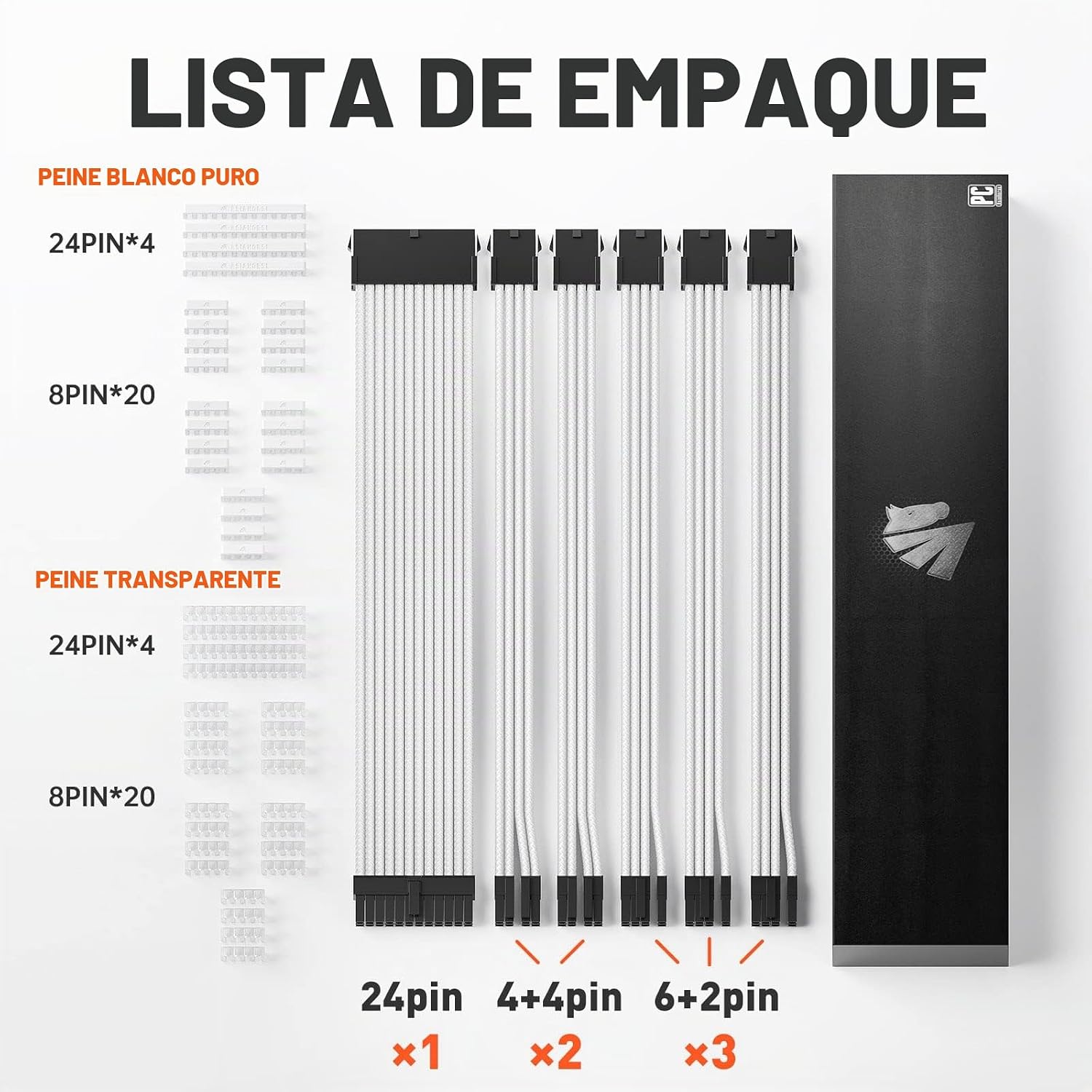 CABLE EXTENSOR PARA FUENTE DE PODER ASIAHORSE 16AWG KIT DUAL EPS BLANCO 30CM - 2