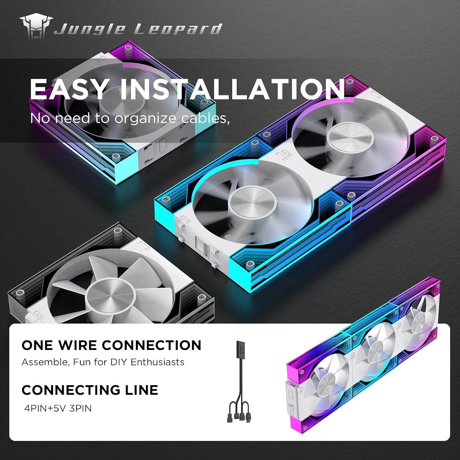 VENTILADOR PARA PC JUNGLE LEOPARD INTERSTELLAR V3 120MM RGB PWM TRIPLE PACK BLANCO - 2