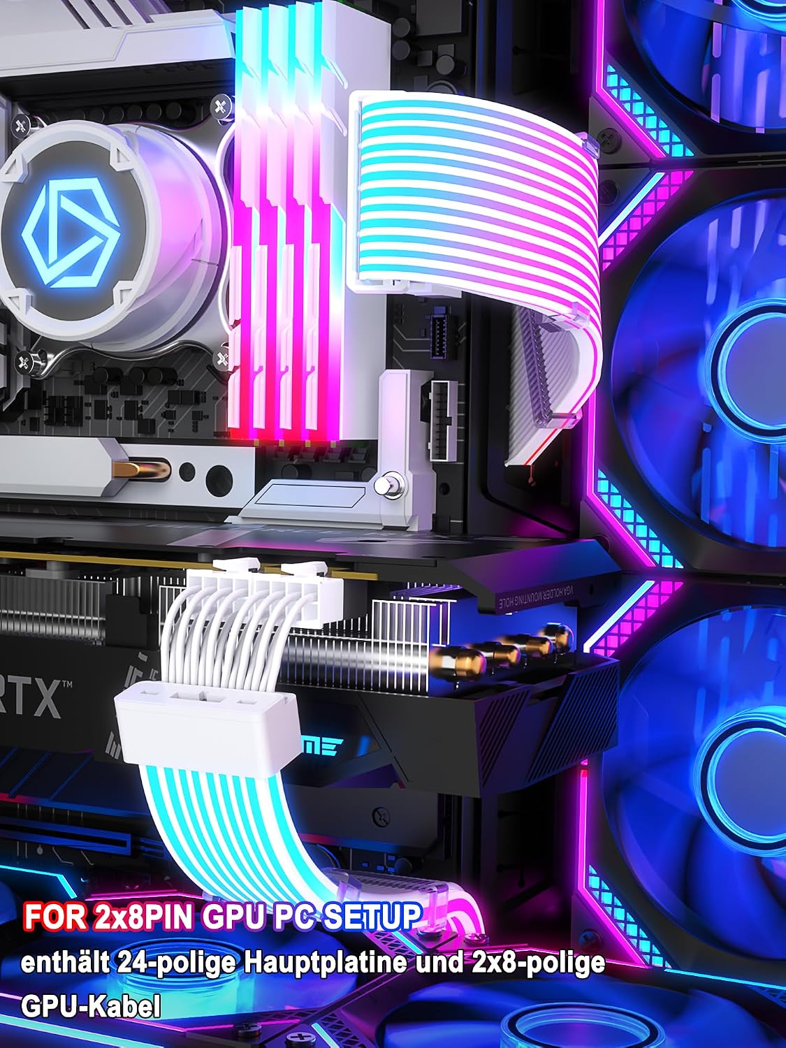 CABLE DE EXTENSIÓN RGB SIRLYR PSU CON 24 PINES ATX Y 2×8 PINES PCIE - 3