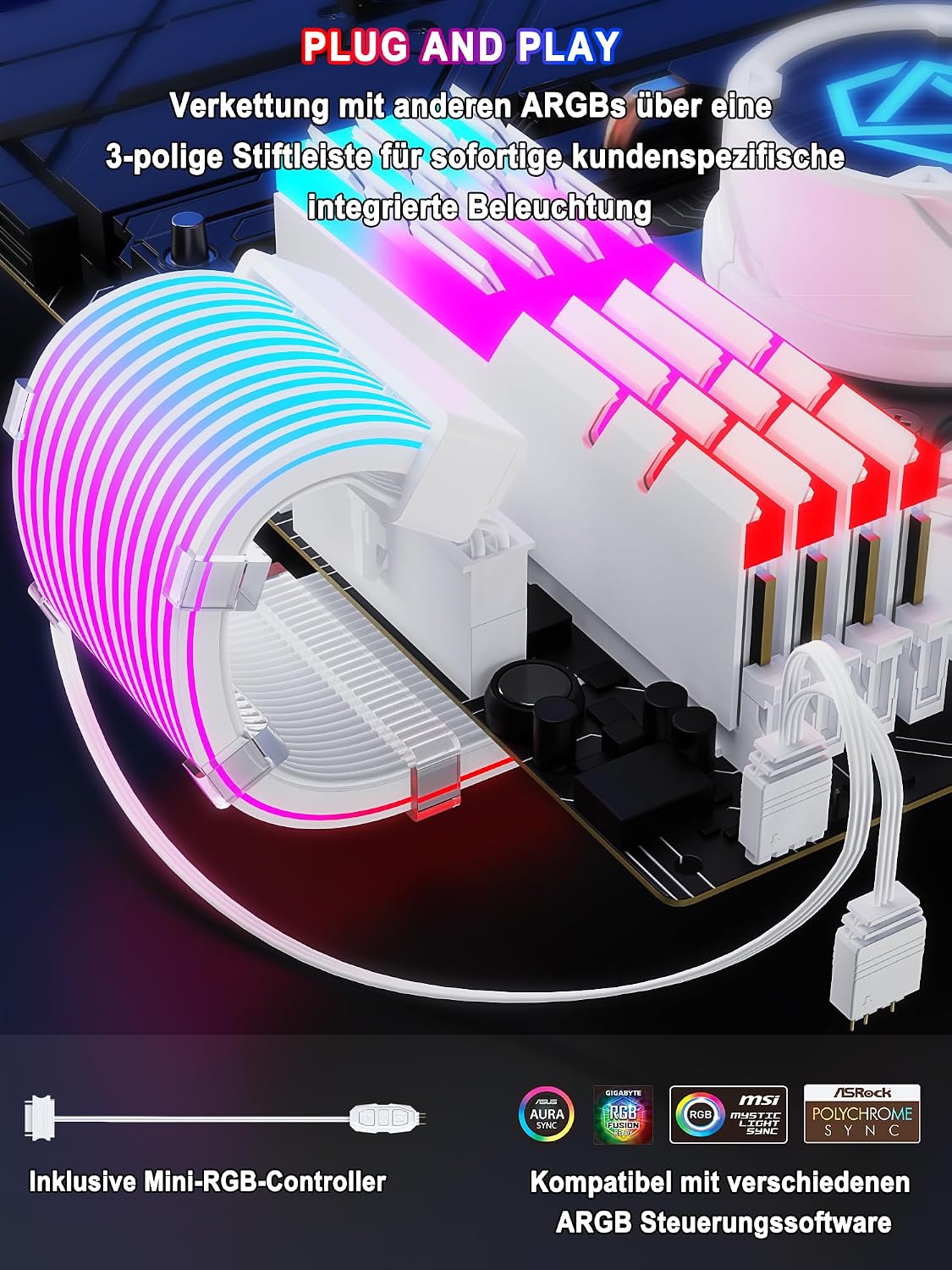 CABLE DE EXTENSIÓN RGB SIRLYR PSU CON 24 PINES ATX Y 2×8 PINES PCIE - 4