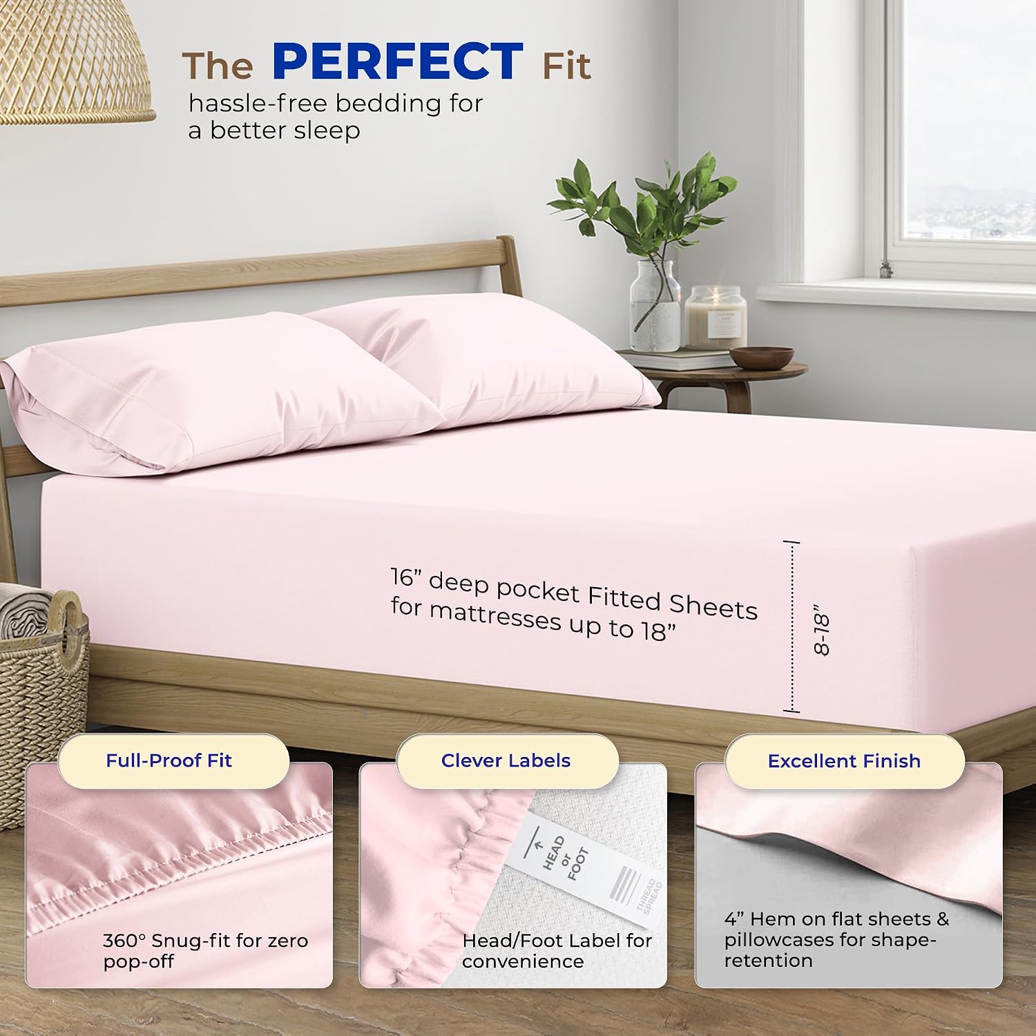 JUEGO DE SÁBANAS THREAD SPREAD EGYPTIAN COTTON KING SIZE 4 PIEZAS ROSADO - 4