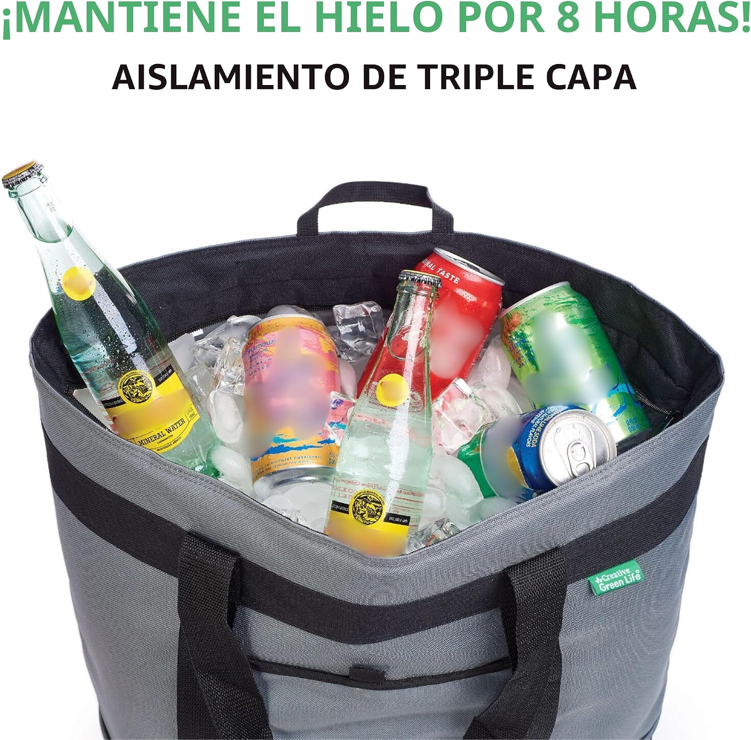 BOLSO TÉRMICO CREATIVE GREEN LIFE JUMBO 30 L GRIS - 3