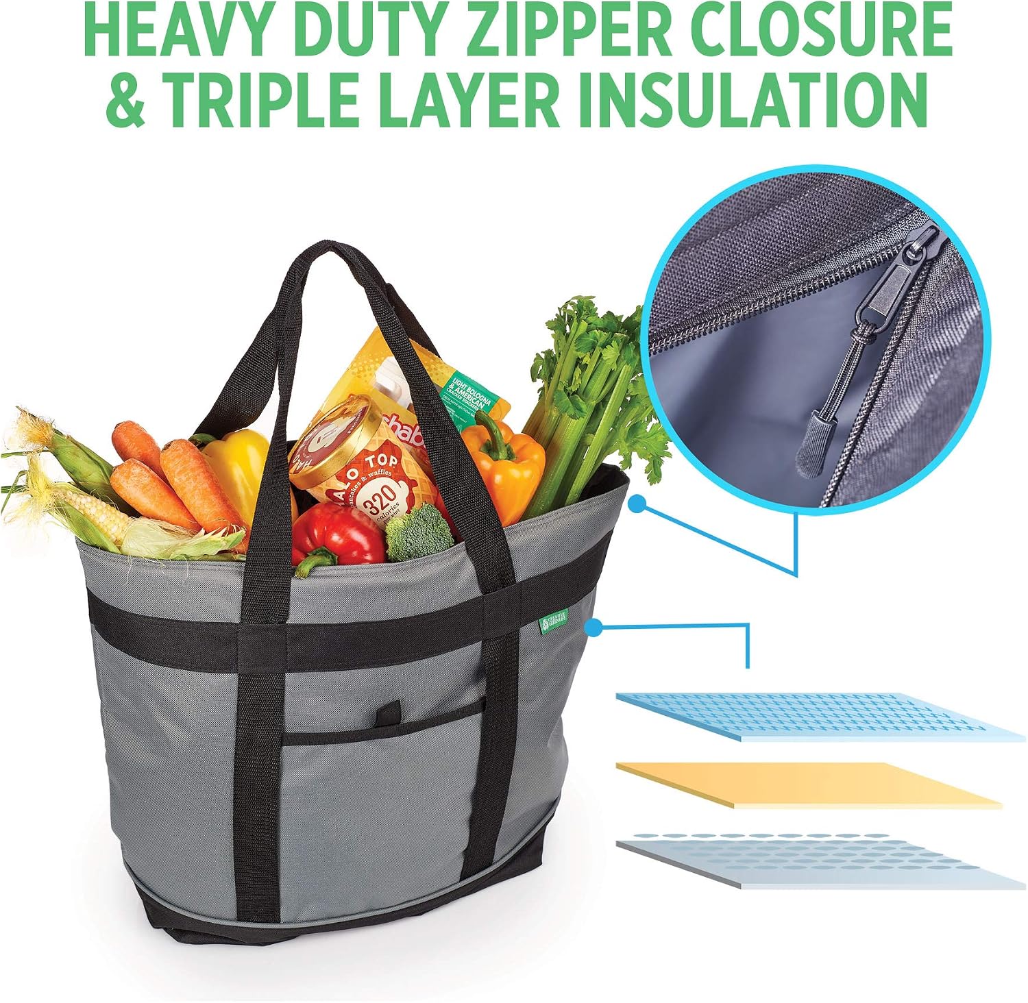 BOLSO TÉRMICO CREATIVE GREEN LIFE JUMBO 30 L GRIS - 4