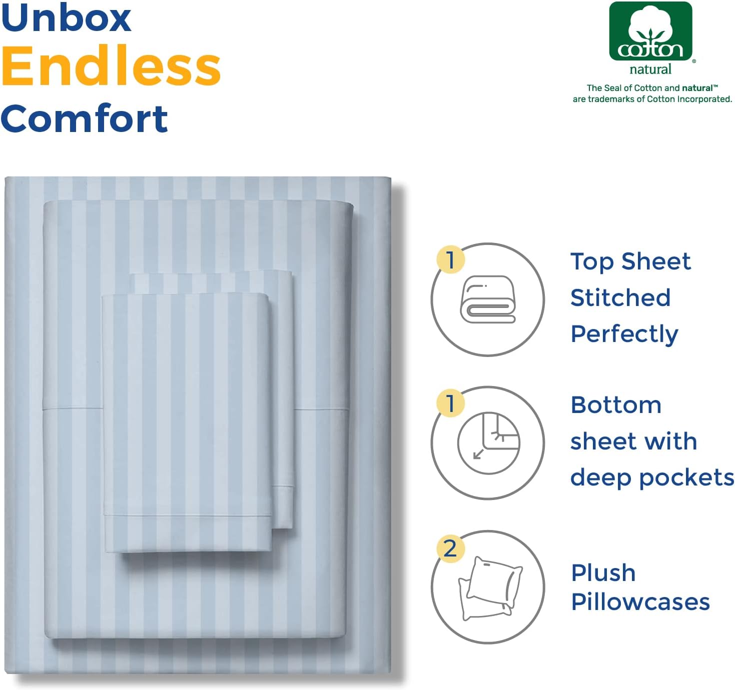 JUEGO DE SÁBANAS THREAD SPREAD EGYPTIAN COTTON KING SIZE 4 PIEZAS AZUL CLARO - 4