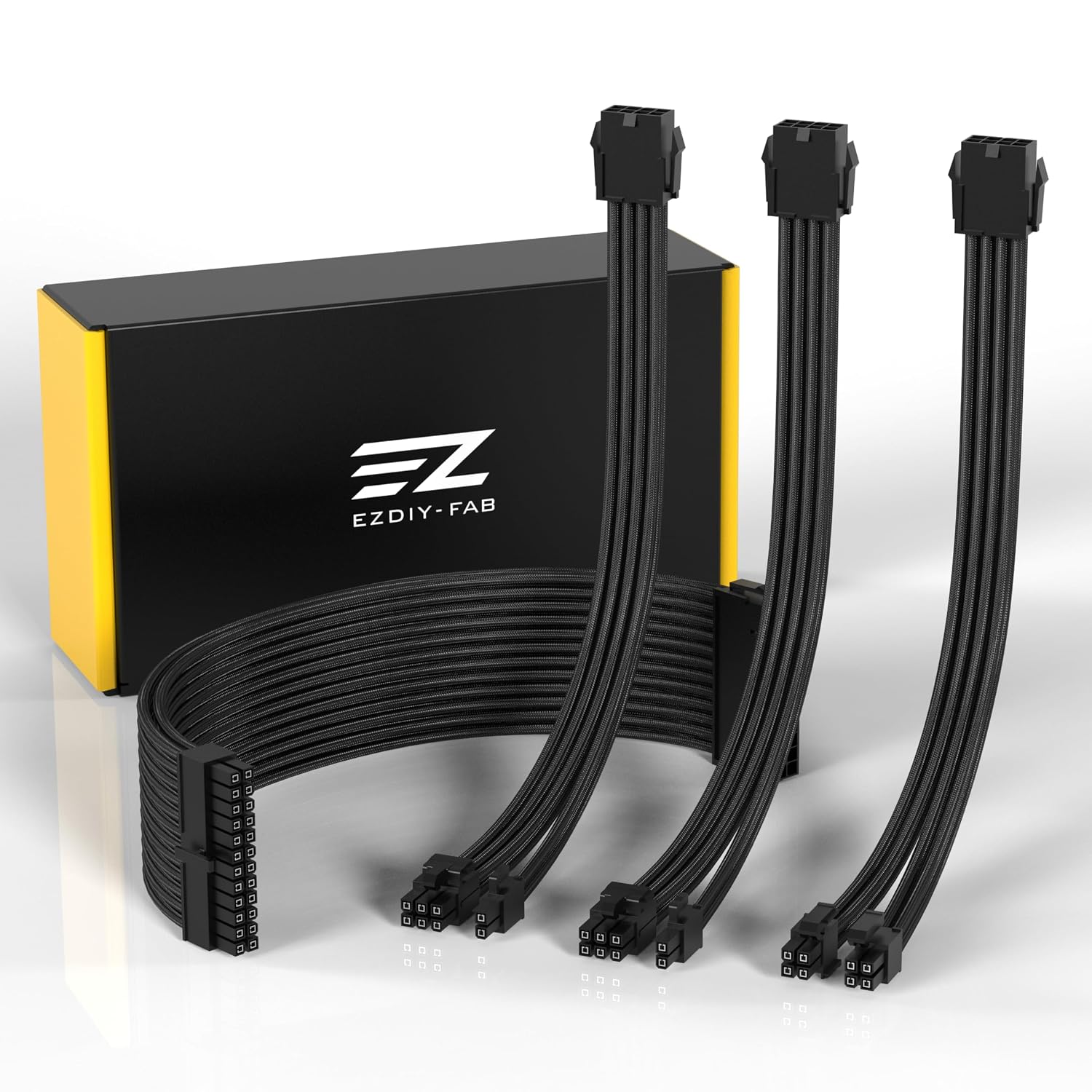 KIT DE EXTENSIÓN DE CABLE PSU EZDIY-FAB 18AWG ATX/EPS/PCIE 30CM NEGRO - 1