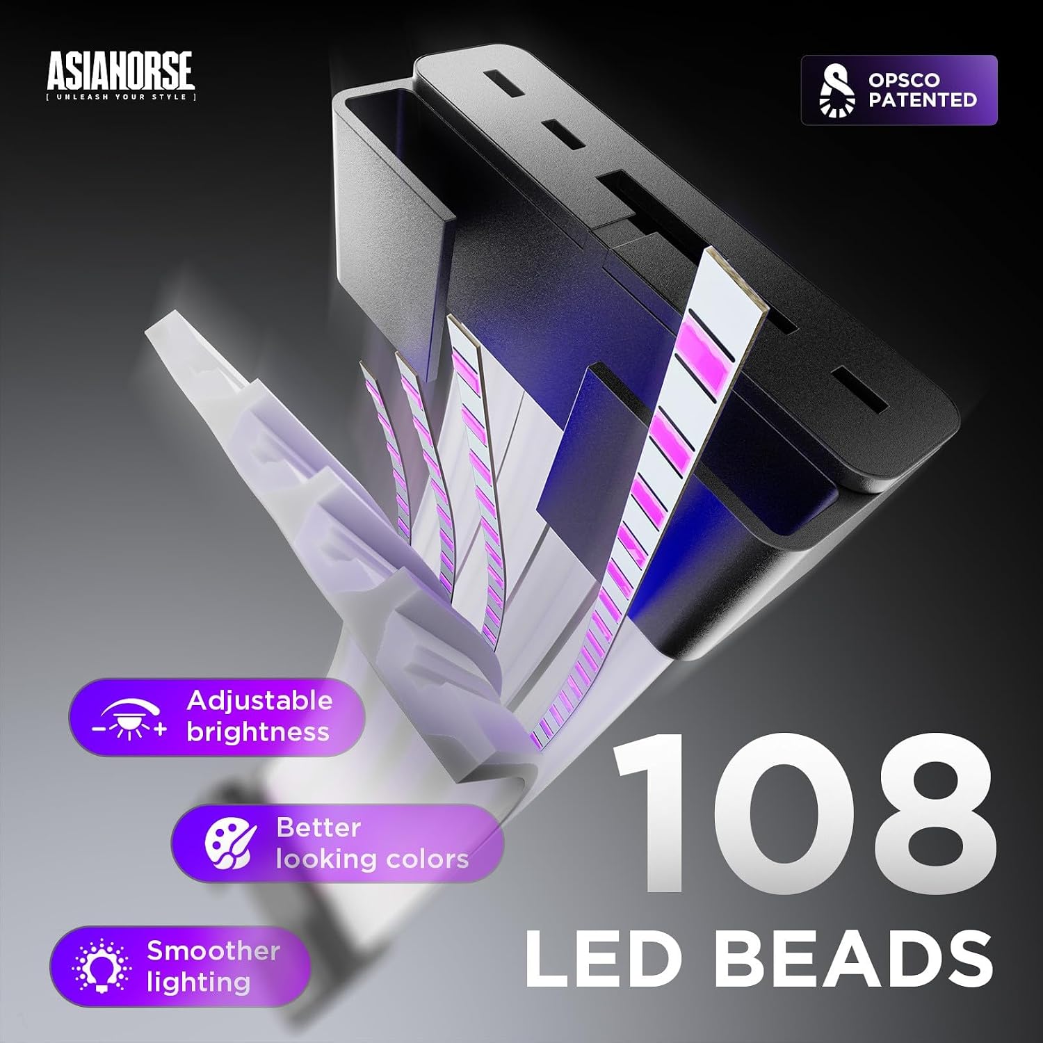 COOLER INTERNO ASIAHORSE AURORA PRO RGB CON 108 LEDS DIRECCIONABLES PARA CABLES DE PODER - 5