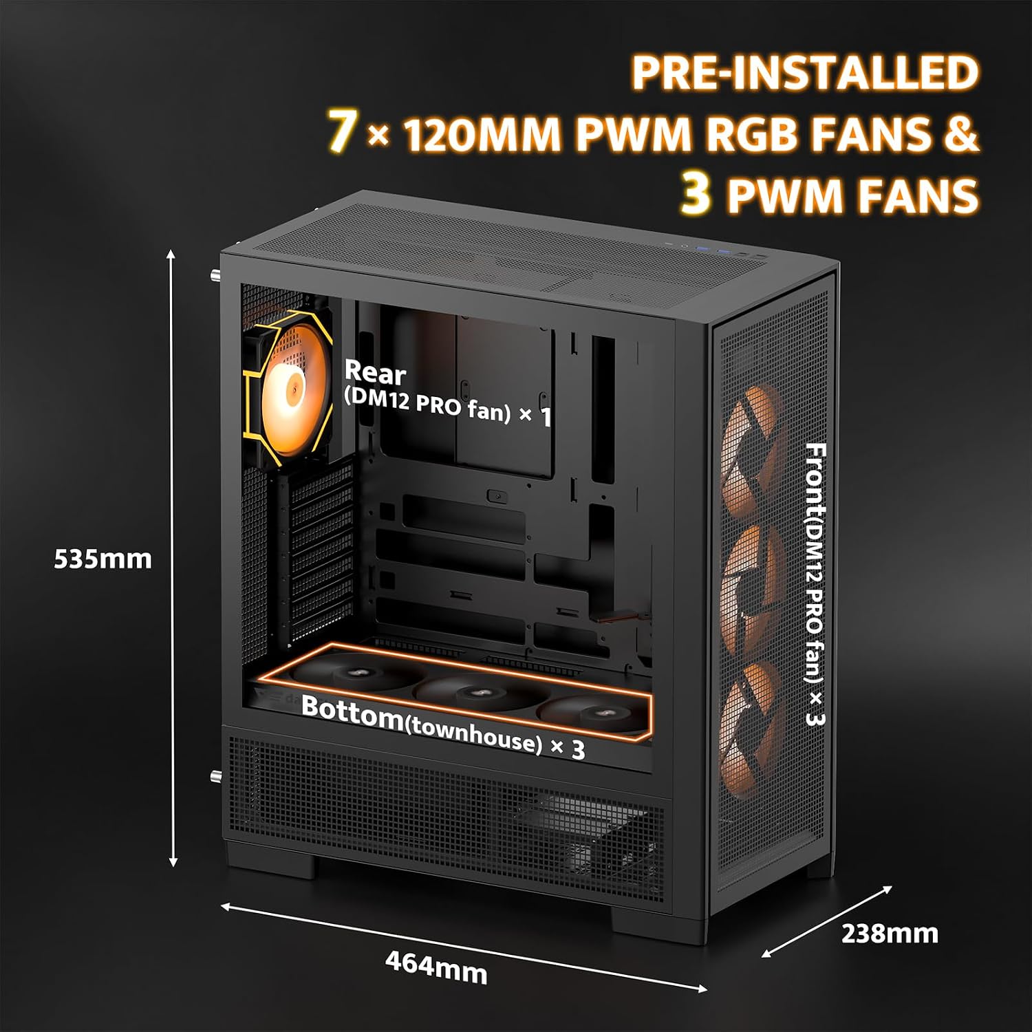 GABINETE PC FULL TOWER DARKFLASH AIR NOVA E-ATX NEGRO - 3