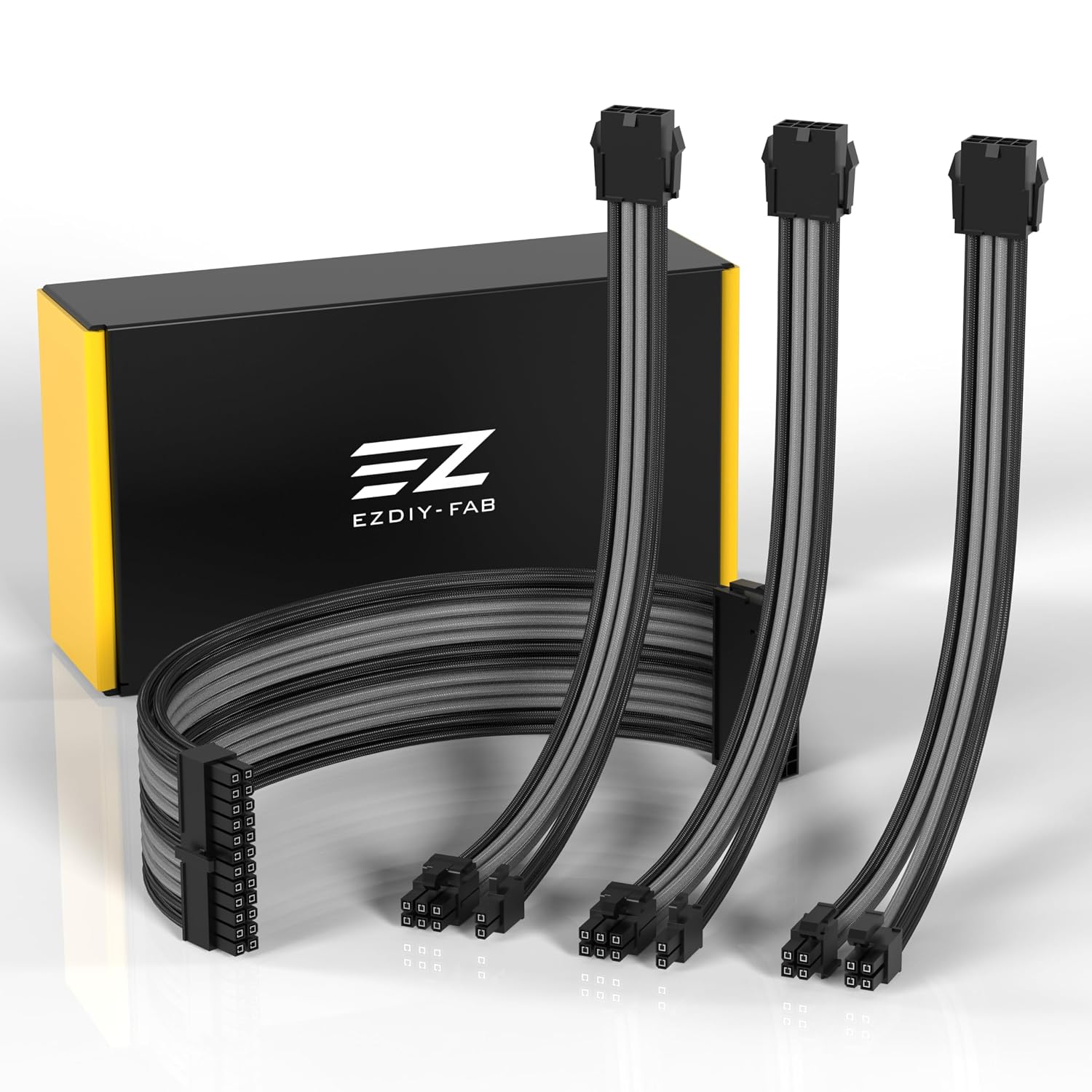 KIT DE EXTENSIÓN DE CABLES PSU EZDIY-FAB 18AWG ATX/EPS/PCIE 30CM NEGRO GRIS - 1