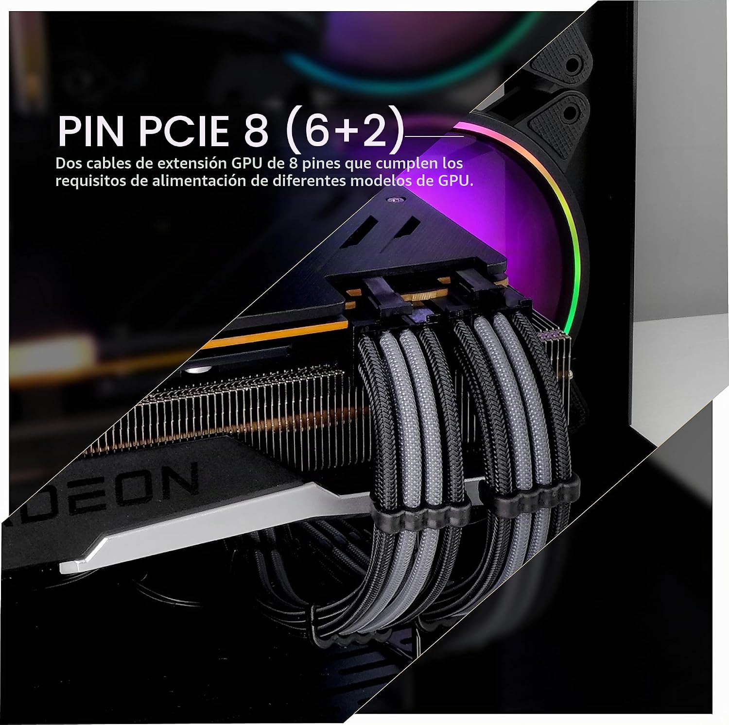 KIT DE EXTENSIÓN DE CABLES PSU EZDIY-FAB 18AWG ATX/EPS/PCIE 30CM NEGRO GRIS - 5