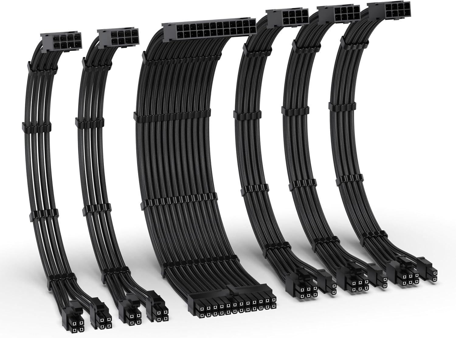 KIT DE EXTENSIÓN DE FUENTE DE PODER EZDIY-FAB 16AWG 300MM 24 PINES/2XEPS/3XPCIE NEGRO - 1