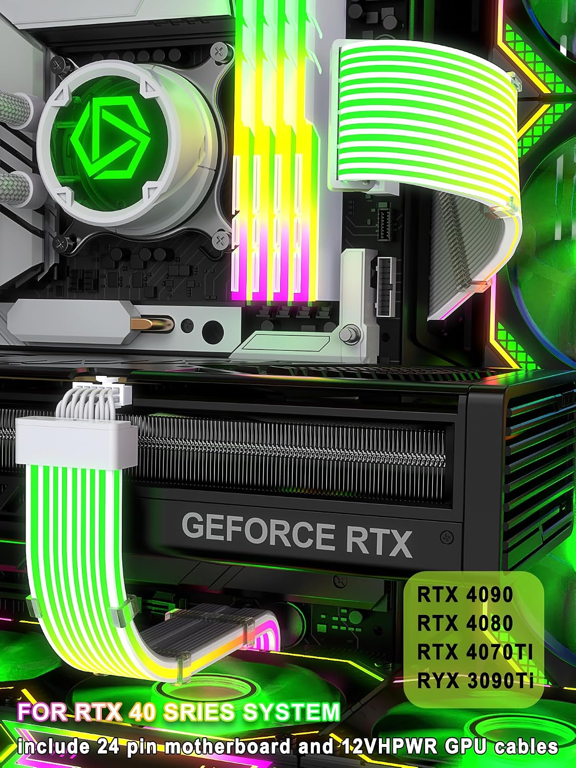 KIT DE EXTENSIÓN DE FUENTE DE PODER SIRLYR RGB 12VHPWR 24PIN Y 16 A 3×8 PIN PARA GPU - 2