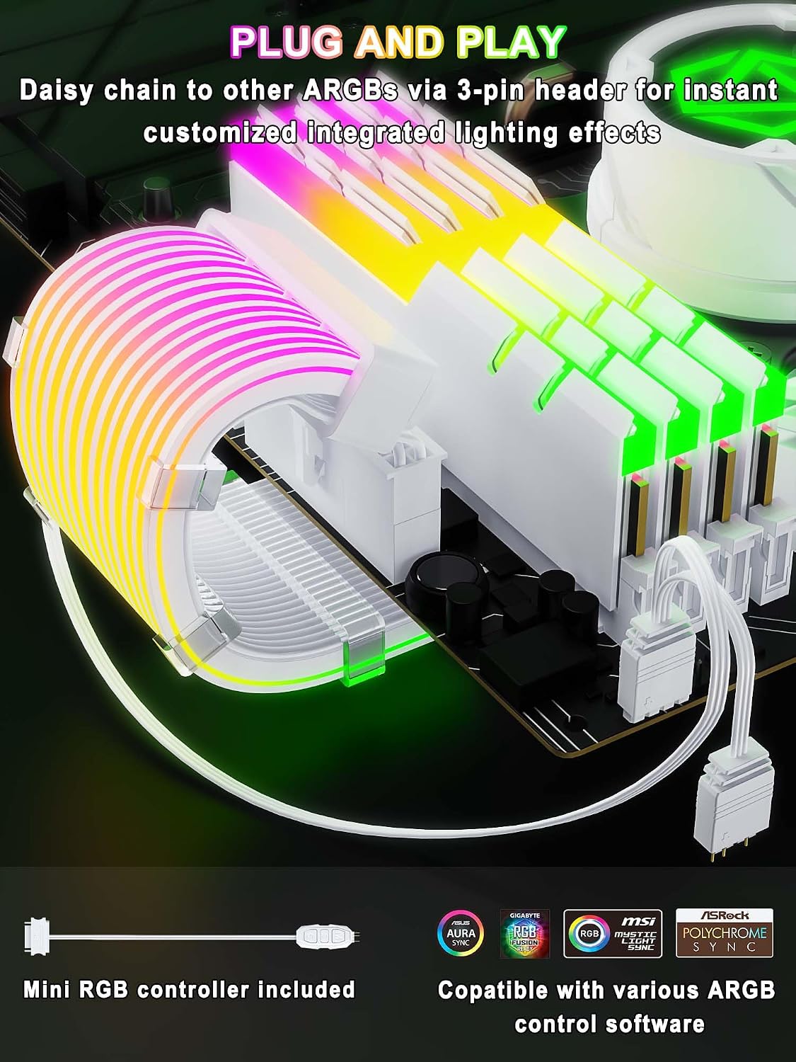KIT DE EXTENSIÓN DE FUENTE DE PODER SIRLYR RGB 12VHPWR 24PIN Y 16 A 3×8 PIN PARA GPU - 4