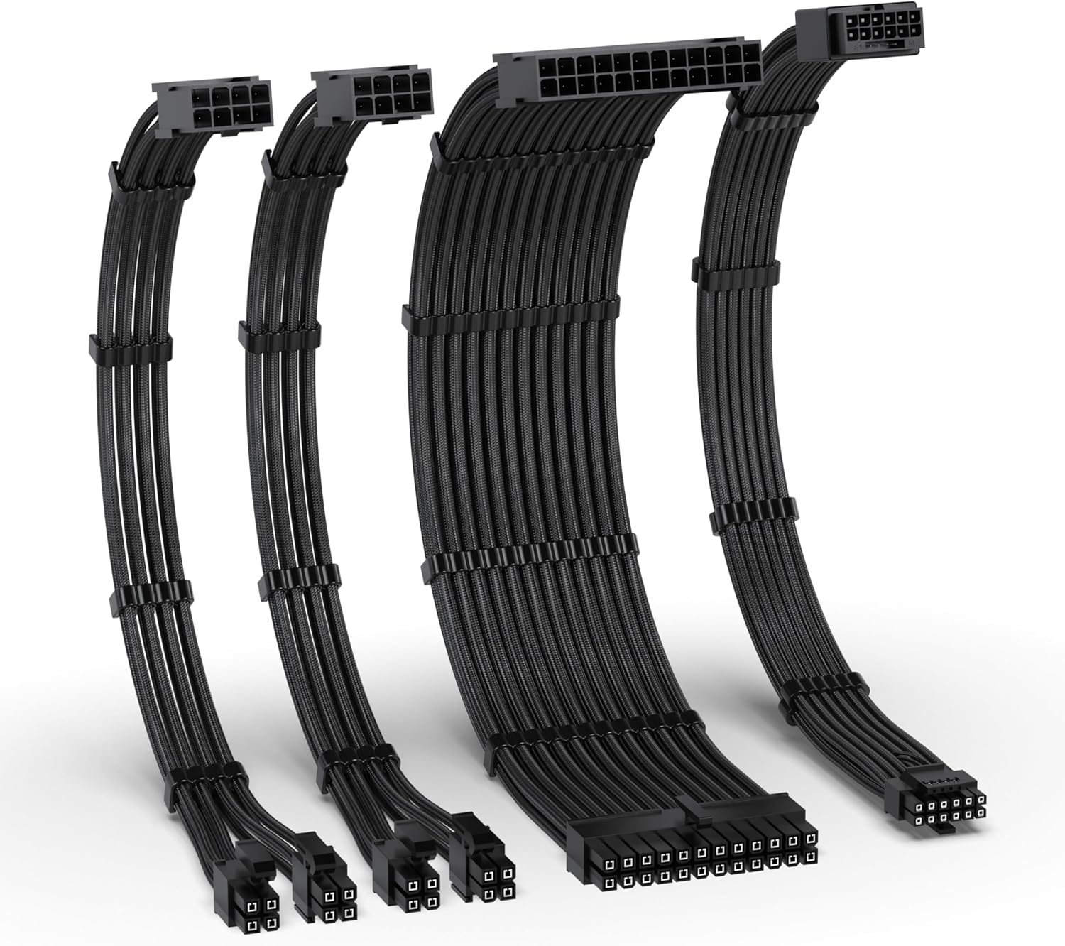 KIT DE EXTENSIÓN DE FUENTE DE PODER EZDIY-FAB 12VHPWR 1X24-PIN/2XEPS/1X12+4 PIN GPU NEGRO - 1