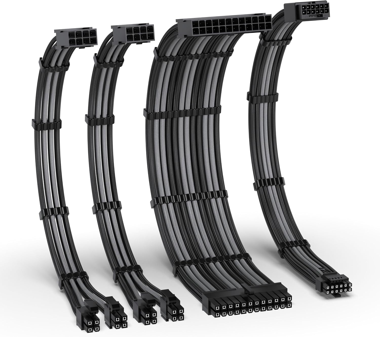 KIT DE EXTENSIÓN DE CABLES EZDIY-FAB 12VHPWR PSU 1X24-PIN/2XEPS/1X12+4 PIN NEGRO GRIS - 1