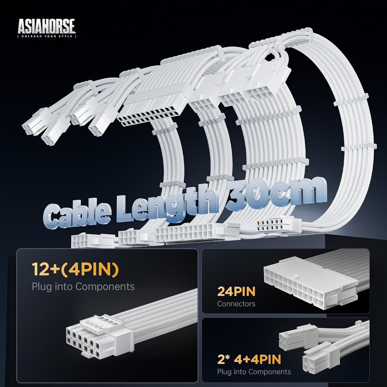 CABLE DE EXTENSIÓN ASIAHORSE 12VHPWR KIT 30 CM 16AWG PCIE 5.0 PARA PSU - 2