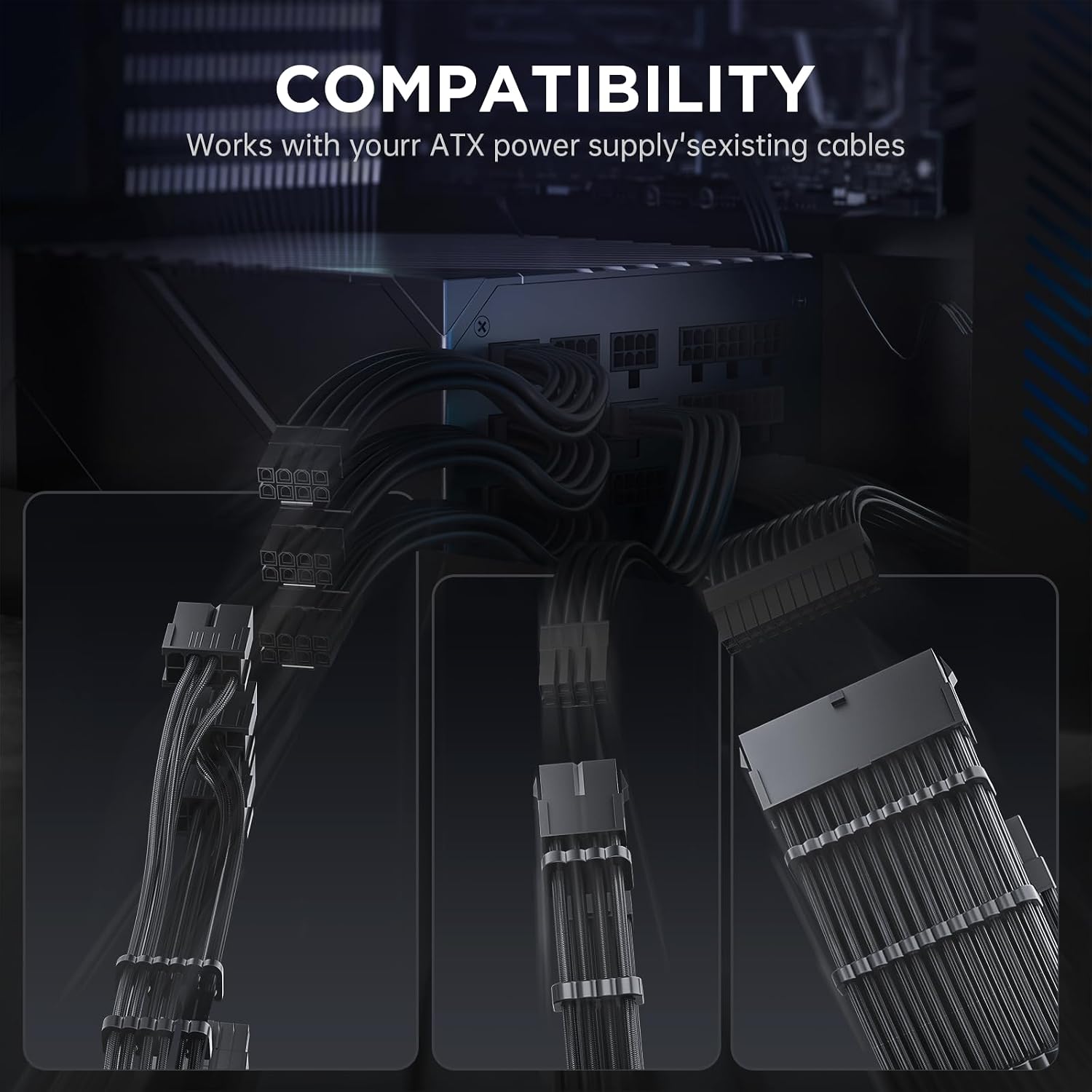 KIT DE EXTENSIÓN DE CABLE ASIAHORSE 12VHPWR 30 CM PARA PSU CON 24PIN ATX, 4+4PIN EPS Y 12+4PIN PCIE 5.0 - 4