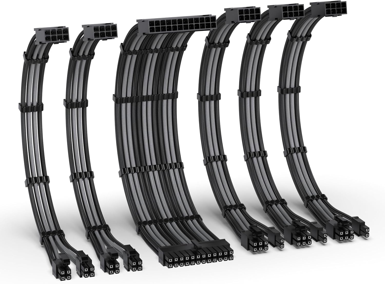 KIT DE EXTENSIÓN DE FUENTE DE PODER EZDIY-FAB 16AWG 300MM 24 PINES/2XEPS/3XPCIE NEGRO GRIS - 1