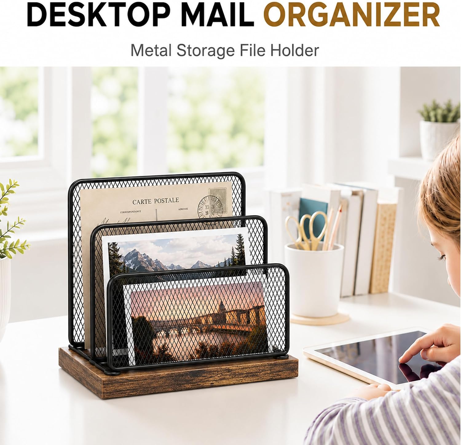 ORGANIZADOR DE SOBRES DE MADERA OPNICE MARRÓN - 3