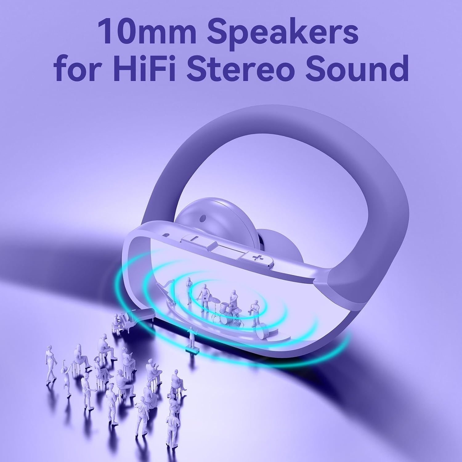 AUDÍFONOS INALÁMBRICOS BMANI EAR BUDS BLUETOOTH MORADO CON ESTUCHE LED Y GANCHO - 5