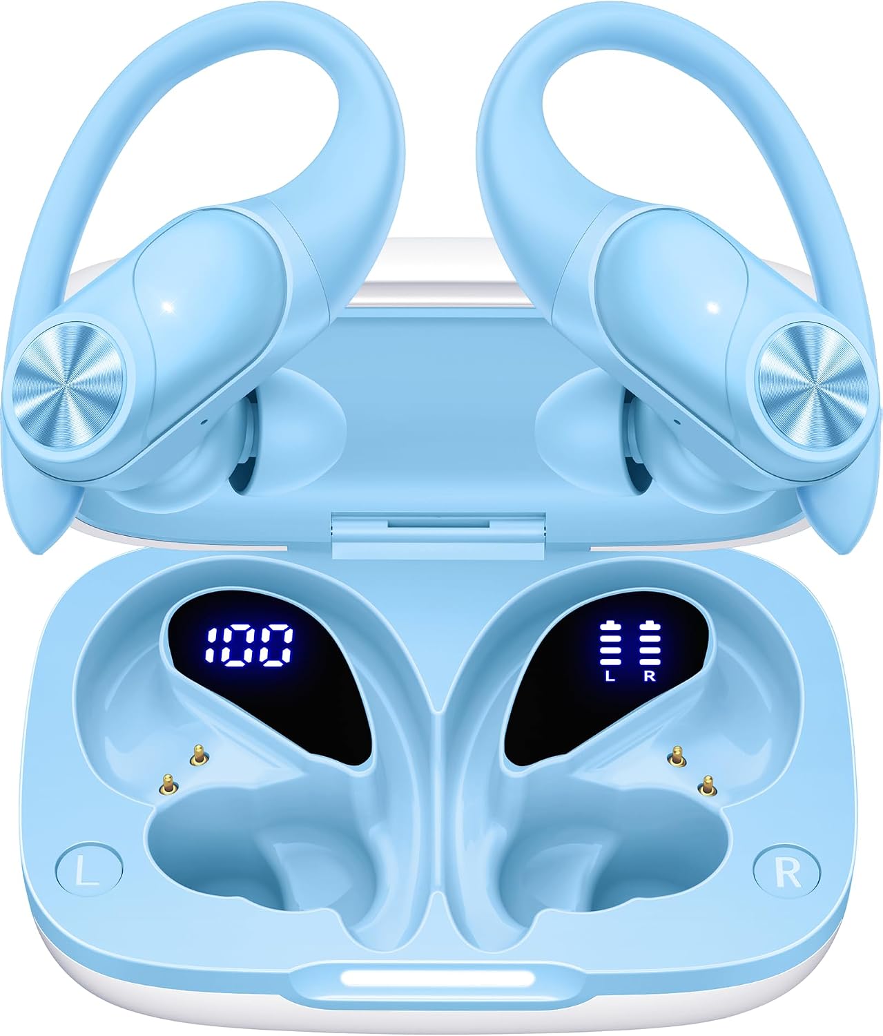 AUDÍFONOS BLUETOOTH POCBUDS TRUE WIRELESS AZUL CON 80 HORAS DE REPRODUCCIÓN Y CARGA INALÁMBRICA - 1