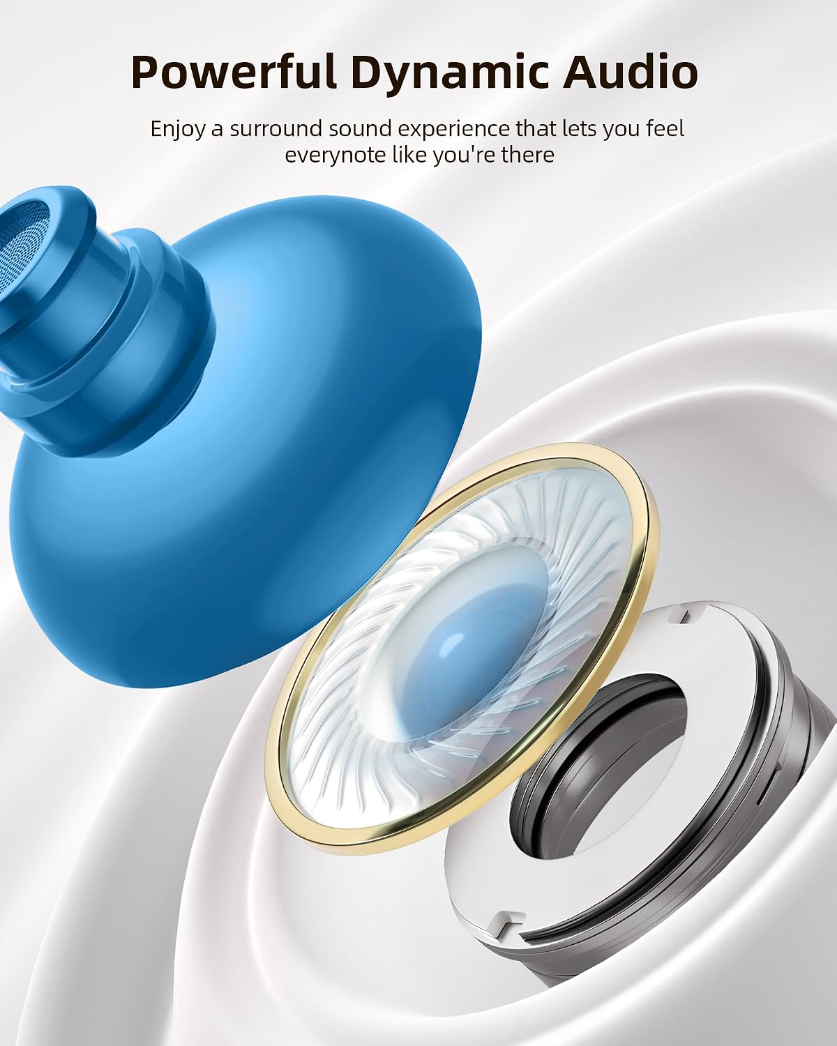 AUDÍFONOS BLUETOOTH POCBUDS TRUE WIRELESS AZUL CON 80 HORAS DE REPRODUCCIÓN Y CARGA INALÁMBRICA - 5