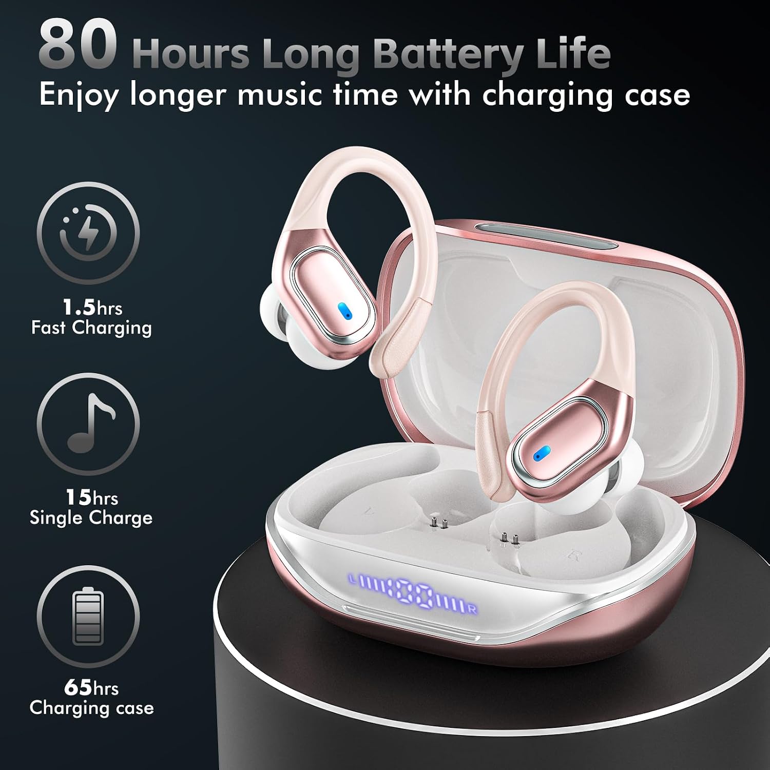AUDÍFONOS INALÁMBRICOS HAOYUYAN T16 BLUETOOTH 5.3 CHAMPAÑA - 2
