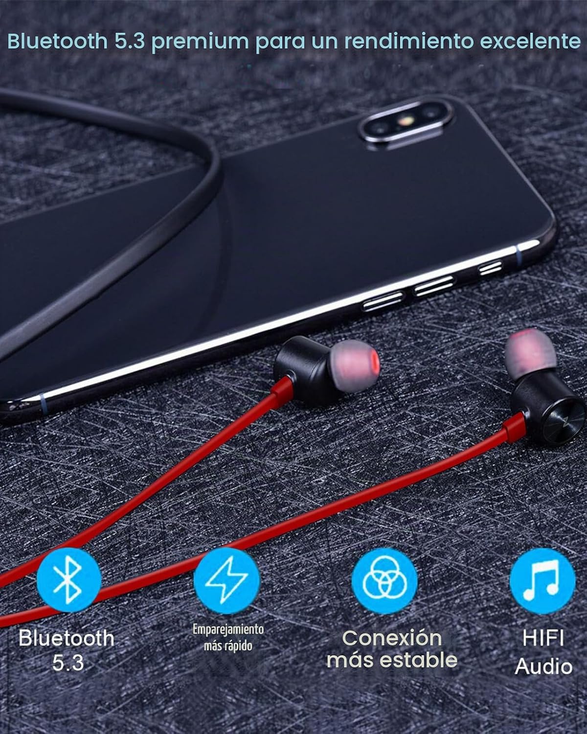 AUDÍFONOS BLUETOOTH NANAMI X1 IN-EAR NECKBAND ROJO - 2
