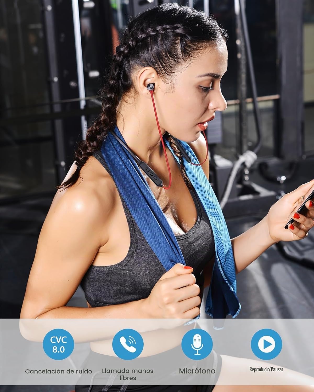 AUDÍFONOS BLUETOOTH NANAMI X1 IN-EAR NECKBAND ROJO - 5