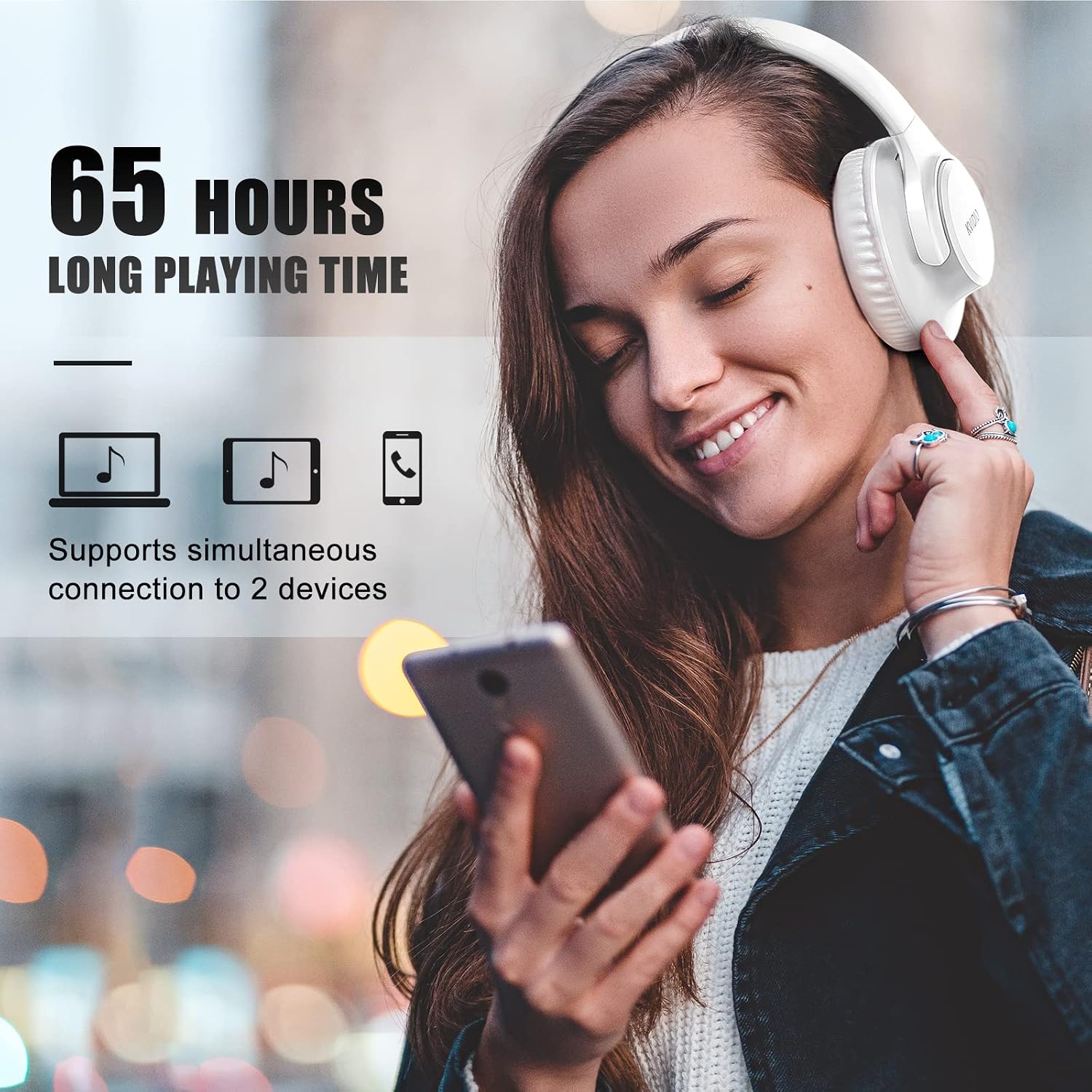 AUDÍFONOS BLUETOOTH KVIDIO OVER EAR 65H DE REPRODUCCIÓN - 2