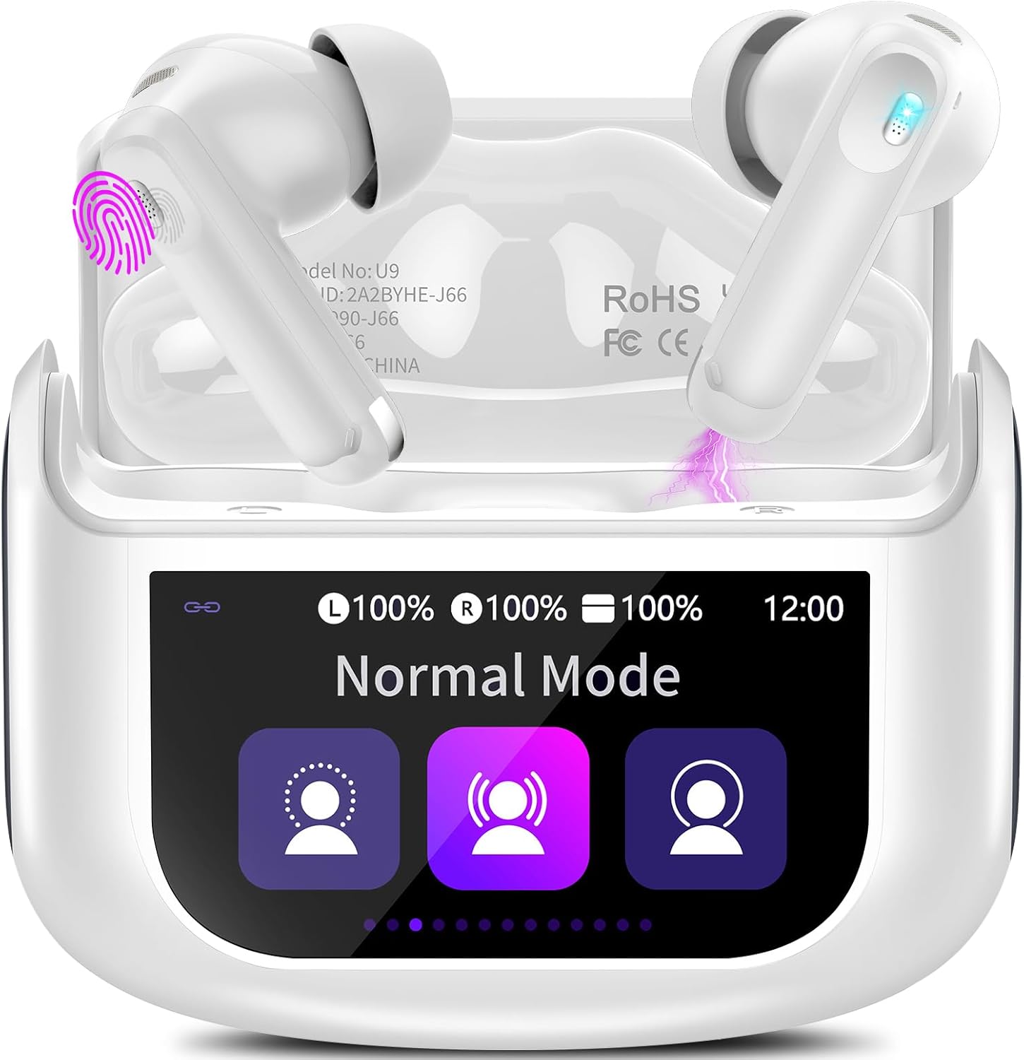 AUDÍFONOS IN-EAR THUNELEC U9 TRUE WIRELESS CON CANCELACIÓN ACTIVA DE RUIDO Y PANTALLA TÁCTIL - 1