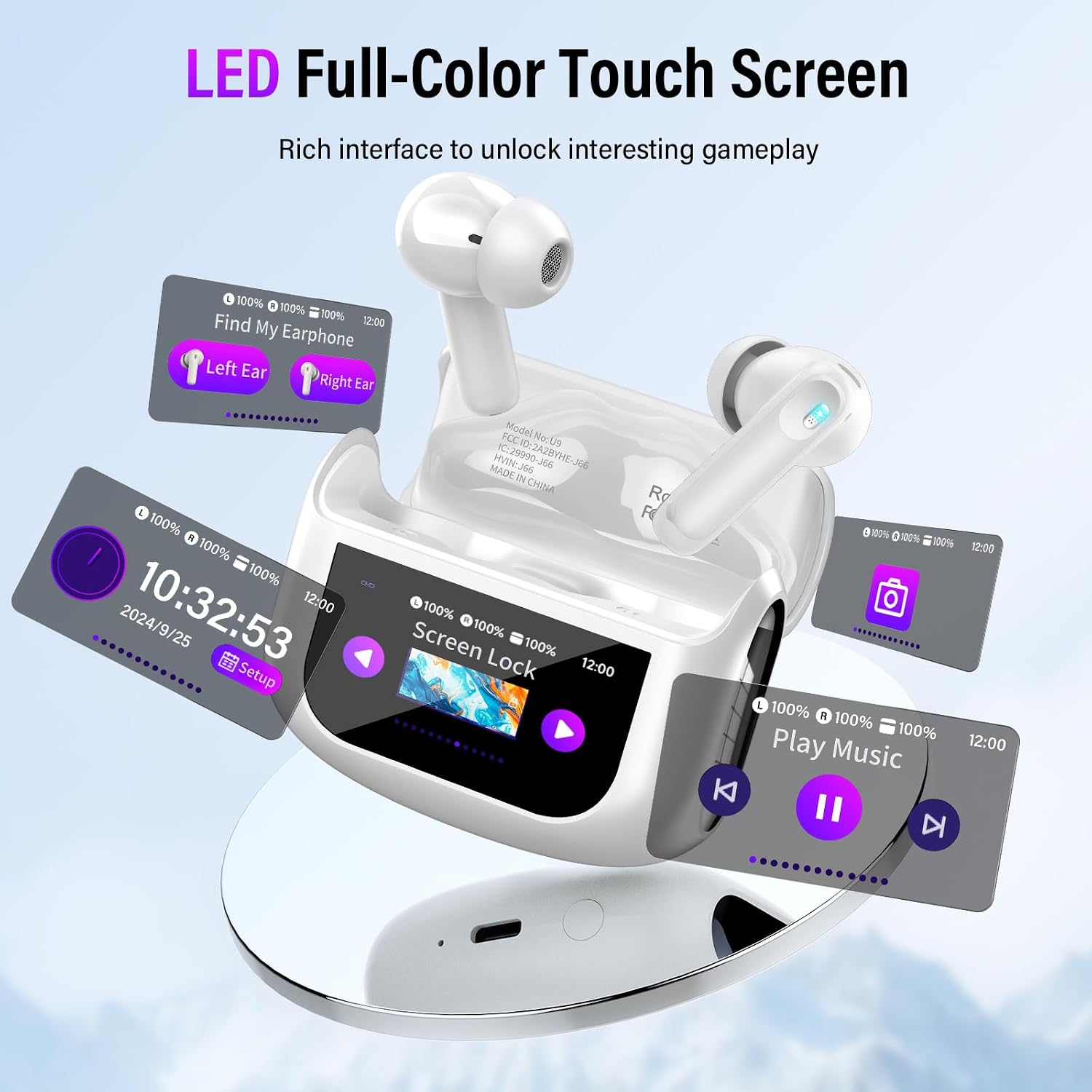 AUDÍFONOS IN-EAR THUNELEC U9 TRUE WIRELESS CON CANCELACIÓN ACTIVA DE RUIDO Y PANTALLA TÁCTIL - 4