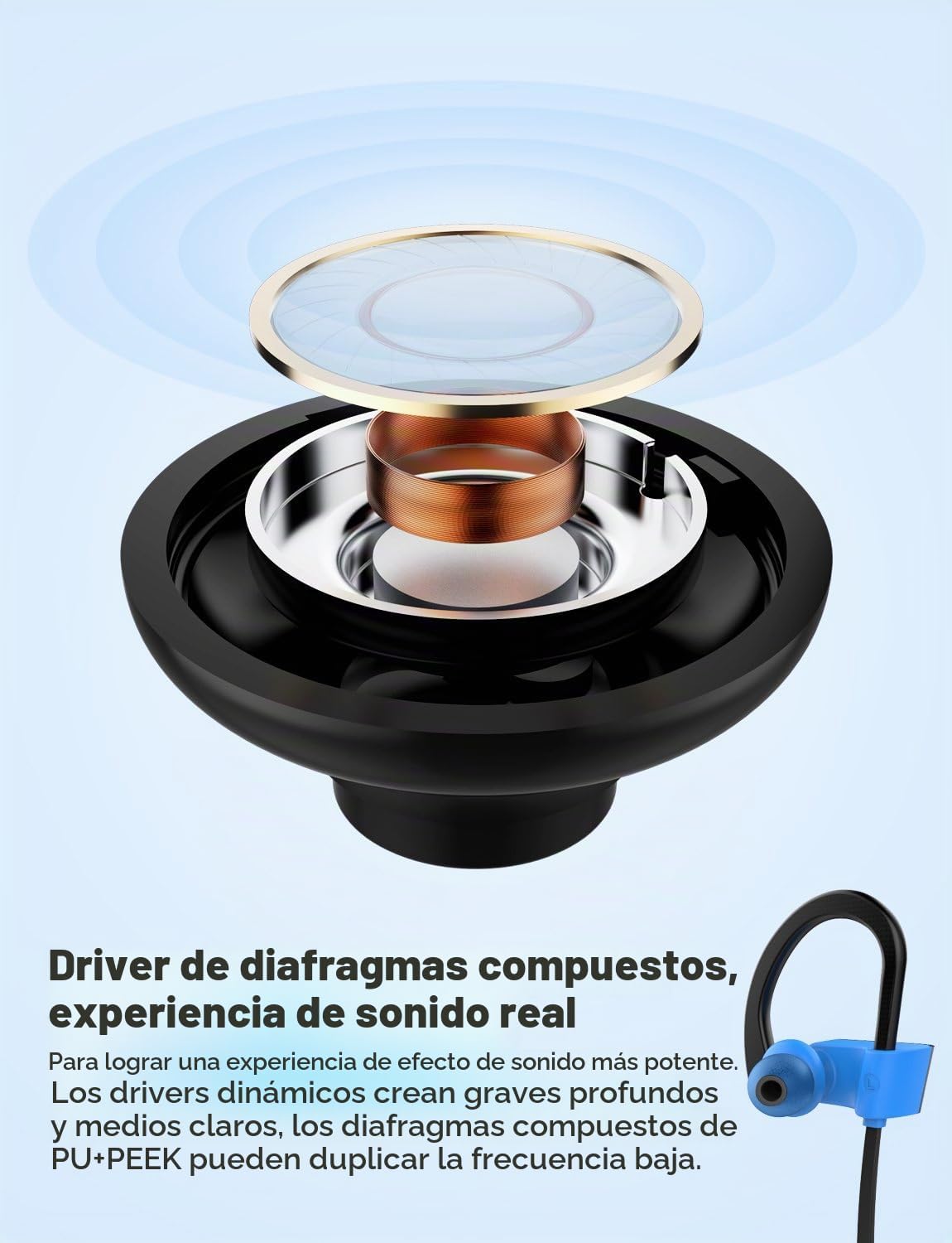 AUDÍFONOS BLUETOOTH OTIUM WIRELESS SPORTS IN-EAR IPX7 CON MICRÓFONO Y ESTÉREO HD - 3
