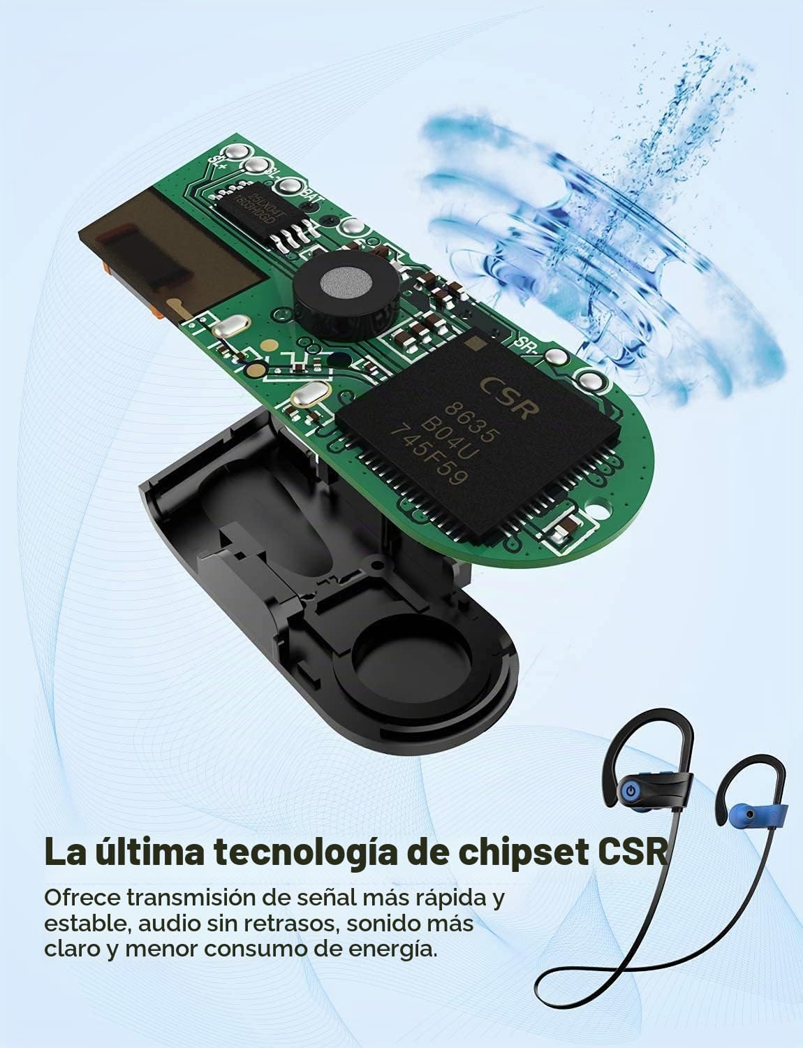 AUDÍFONOS BLUETOOTH OTIUM WIRELESS SPORTS IN-EAR IPX7 CON MICRÓFONO Y ESTÉREO HD - 4