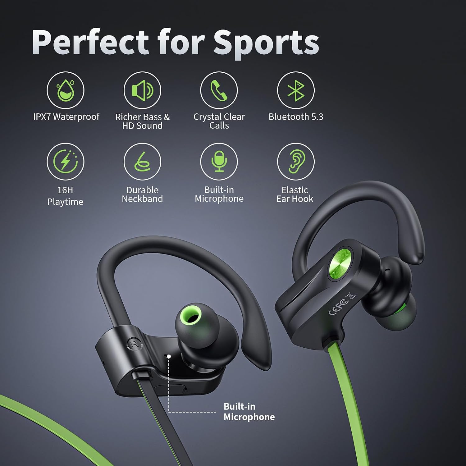 AUDÍFONOS BLUETOOTH JOYWISE SPORT INALÁMBRICOS CON 16 HORAS DE REPRODUCCIÓN - 2