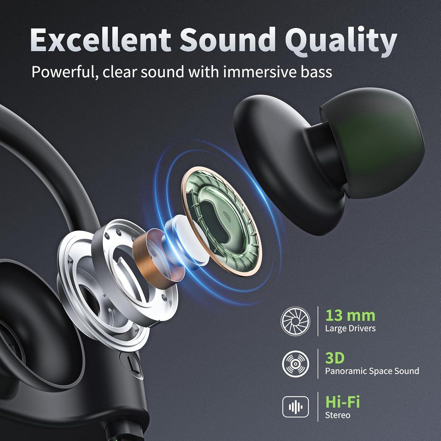 AUDÍFONOS BLUETOOTH JOYWISE SPORT INALÁMBRICOS CON 16 HORAS DE REPRODUCCIÓN - 5