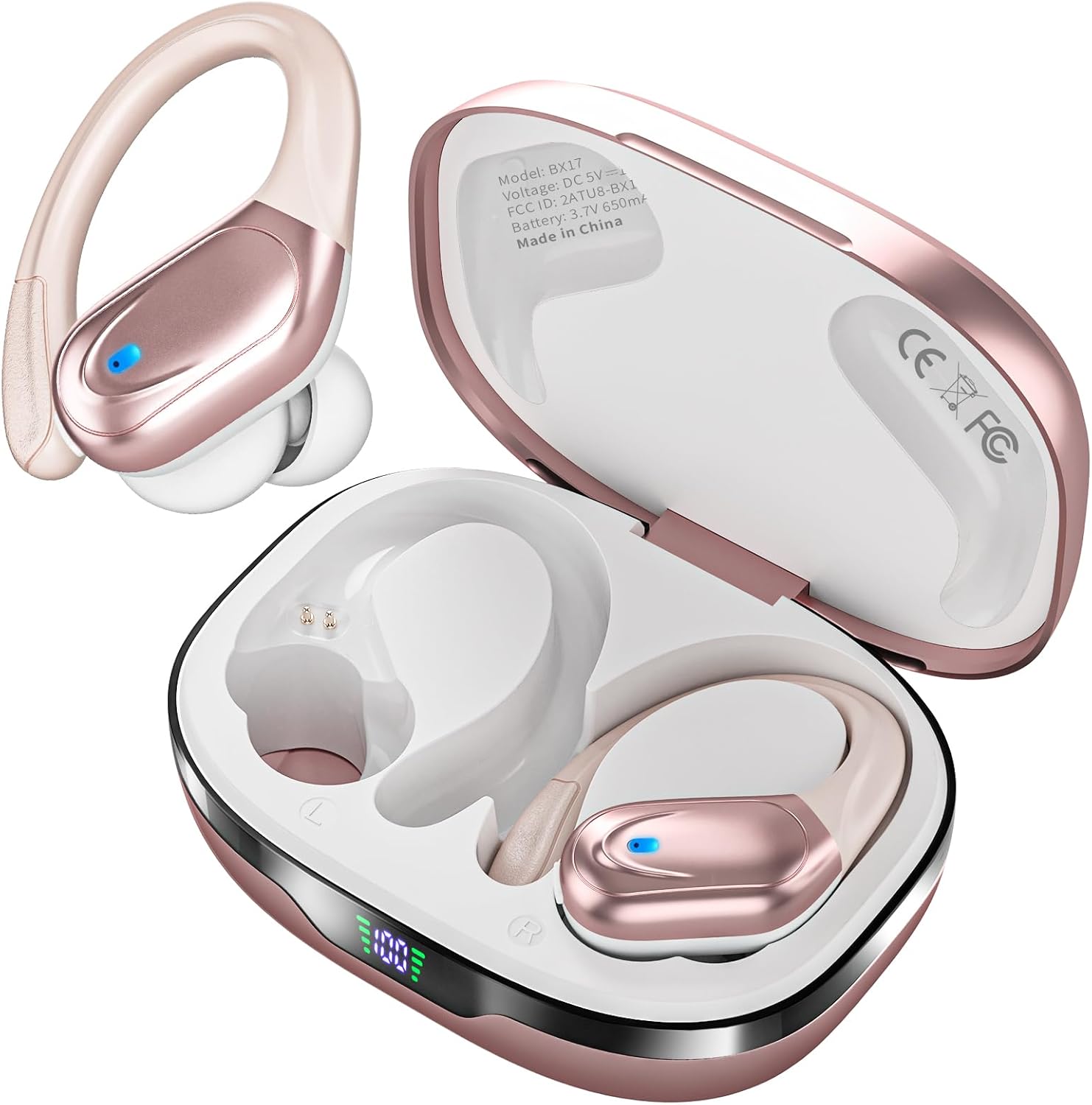 AUDÍFONOS INALÁMBRICOS HAOYUYAN BX17 BLUETOOTH SPORT ORO ROSADO - 1