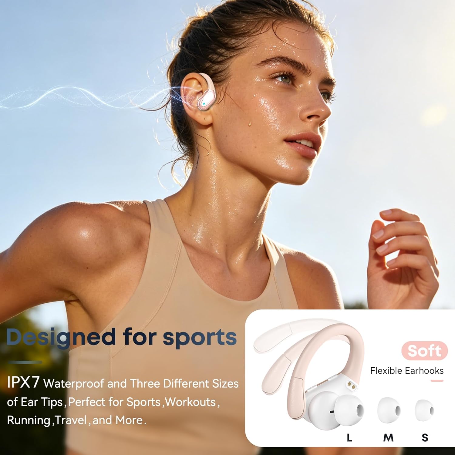 AUDÍFONOS INALÁMBRICOS HAOYUYAN BX17 BLUETOOTH SPORT ORO ROSADO - 2