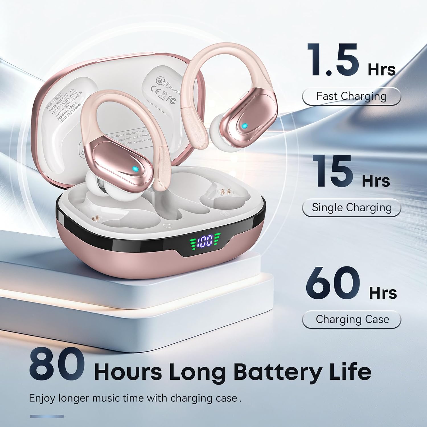 AUDÍFONOS INALÁMBRICOS HAOYUYAN BX17 BLUETOOTH SPORT ORO ROSADO - 3