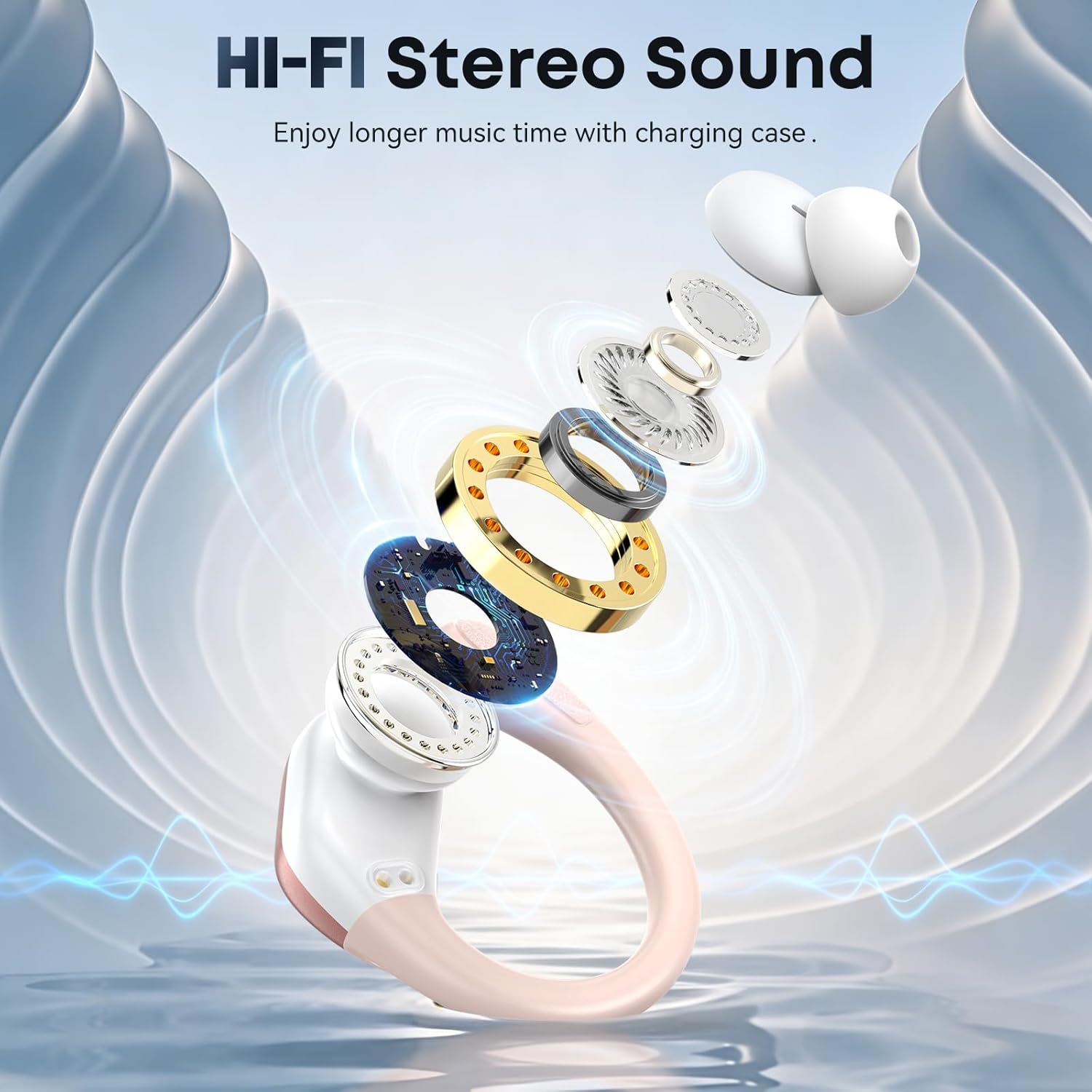 AUDÍFONOS INALÁMBRICOS HAOYUYAN BX17 BLUETOOTH SPORT ORO ROSADO - 5