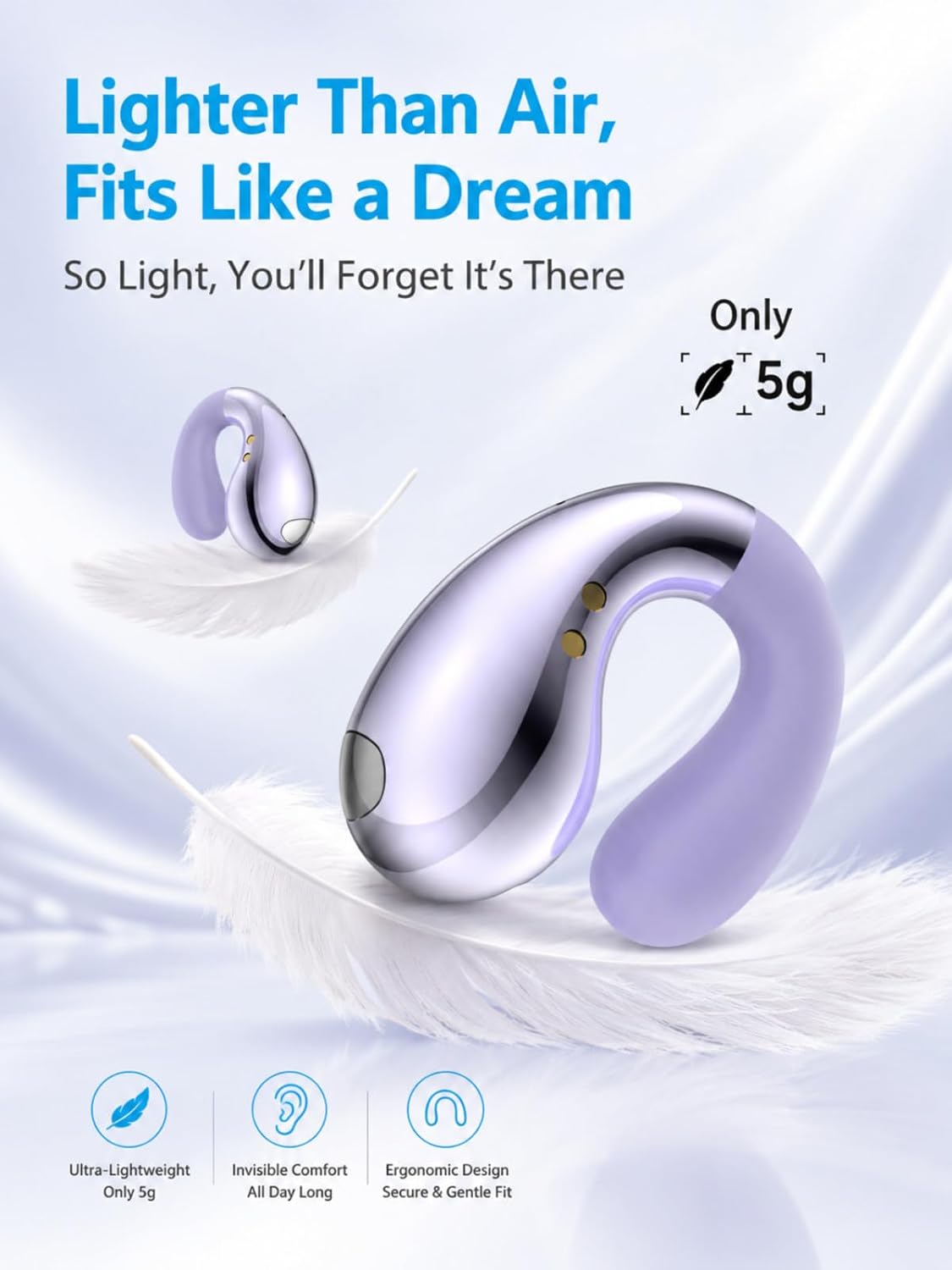 AUDÍFONOS INALÁMBRICOS COOLJUMPER ULTRA OPEN EAR CON CLIP, LIVIANOS - 3