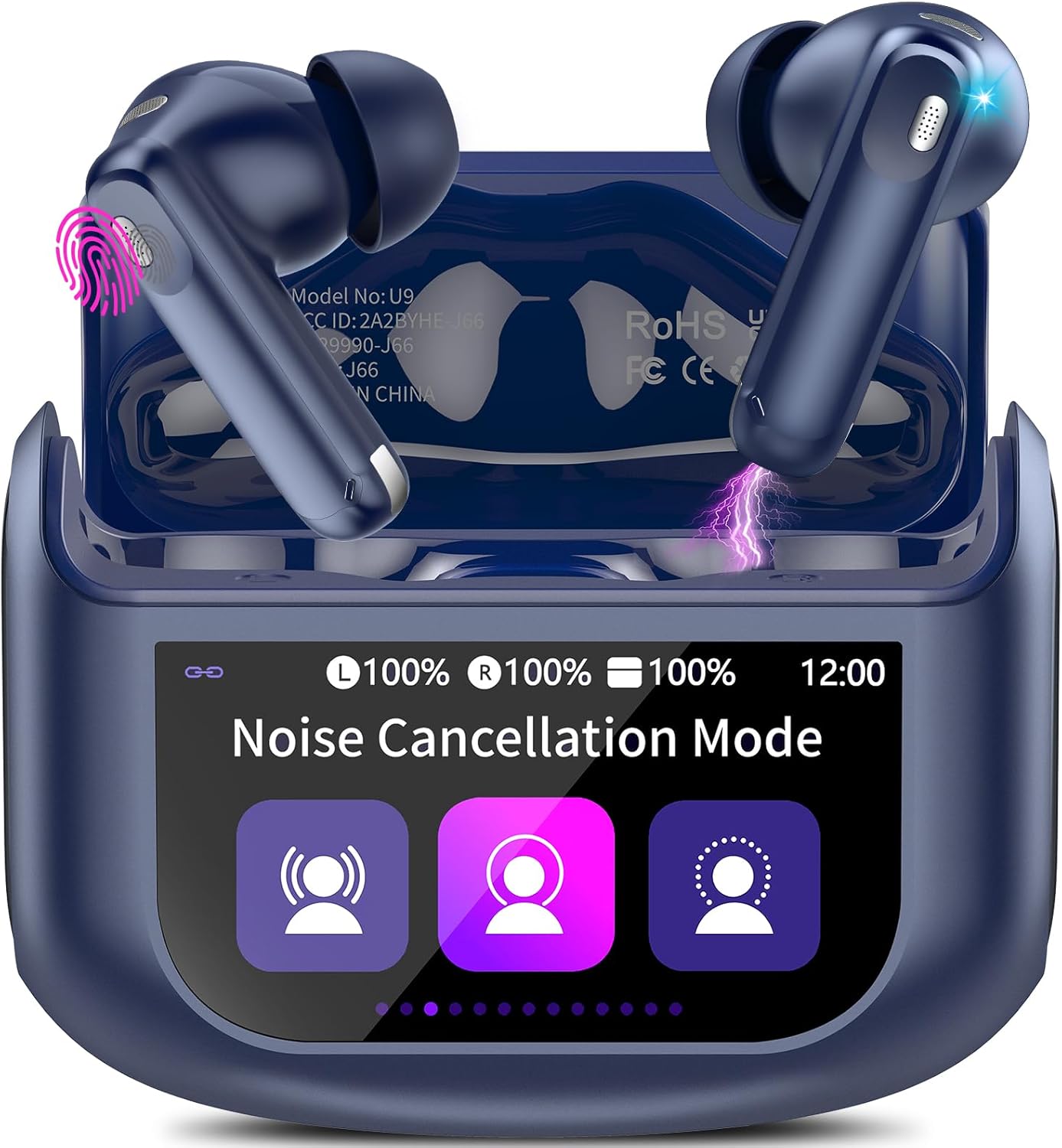 AUDÍFONOS IN-EAR THUNELEC U9 TRUE WIRELESS CON CANCELACIÓN ACTIVA DE RUIDO Y PANTALLA TÁCTIL - 1