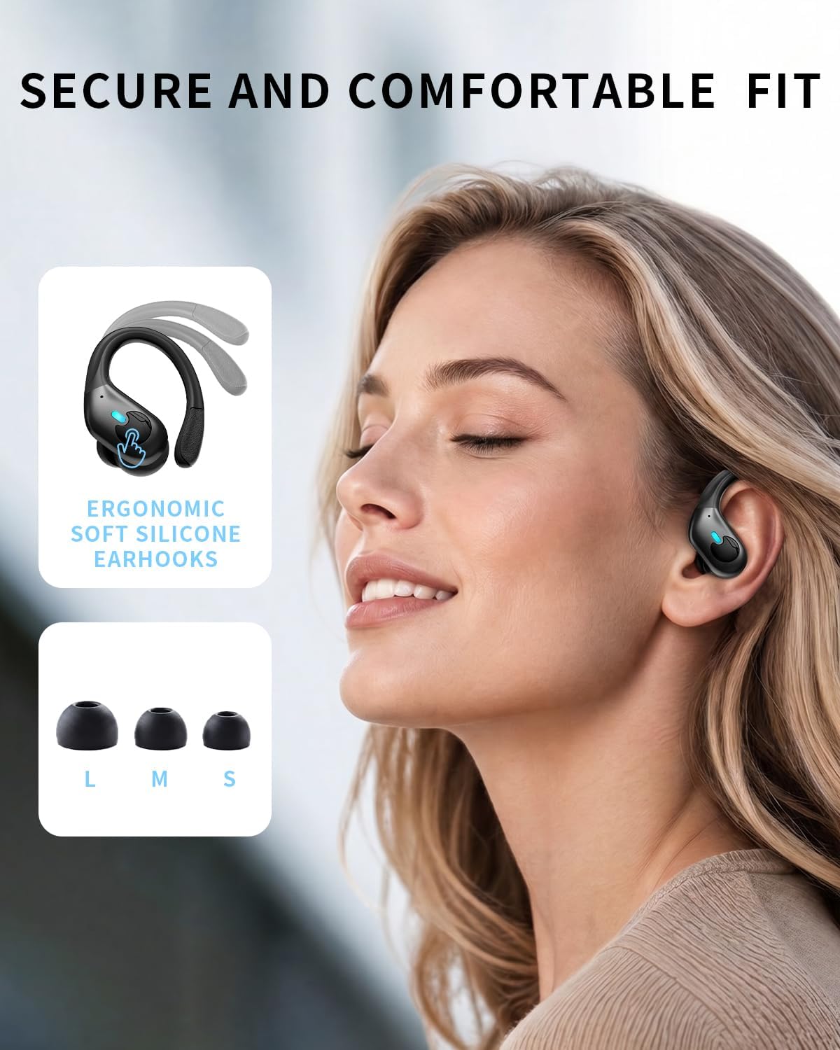 AUDÍFONOS INALÁMBRICOS WHYKJTEK BX30 CON CANCELACIÓN ACTIVA DE RUIDO Y ESTUCHE CON PANTALLA DE CARGA, NEGROS - 4