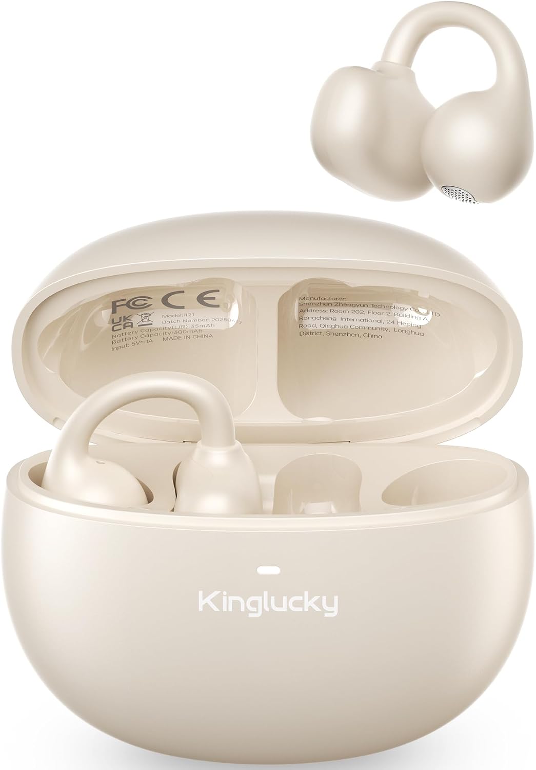 AUDÍFONOS KINGLUCKY CLIP-ON BLUETOOTH 6.0 BLANCO 40H - 1