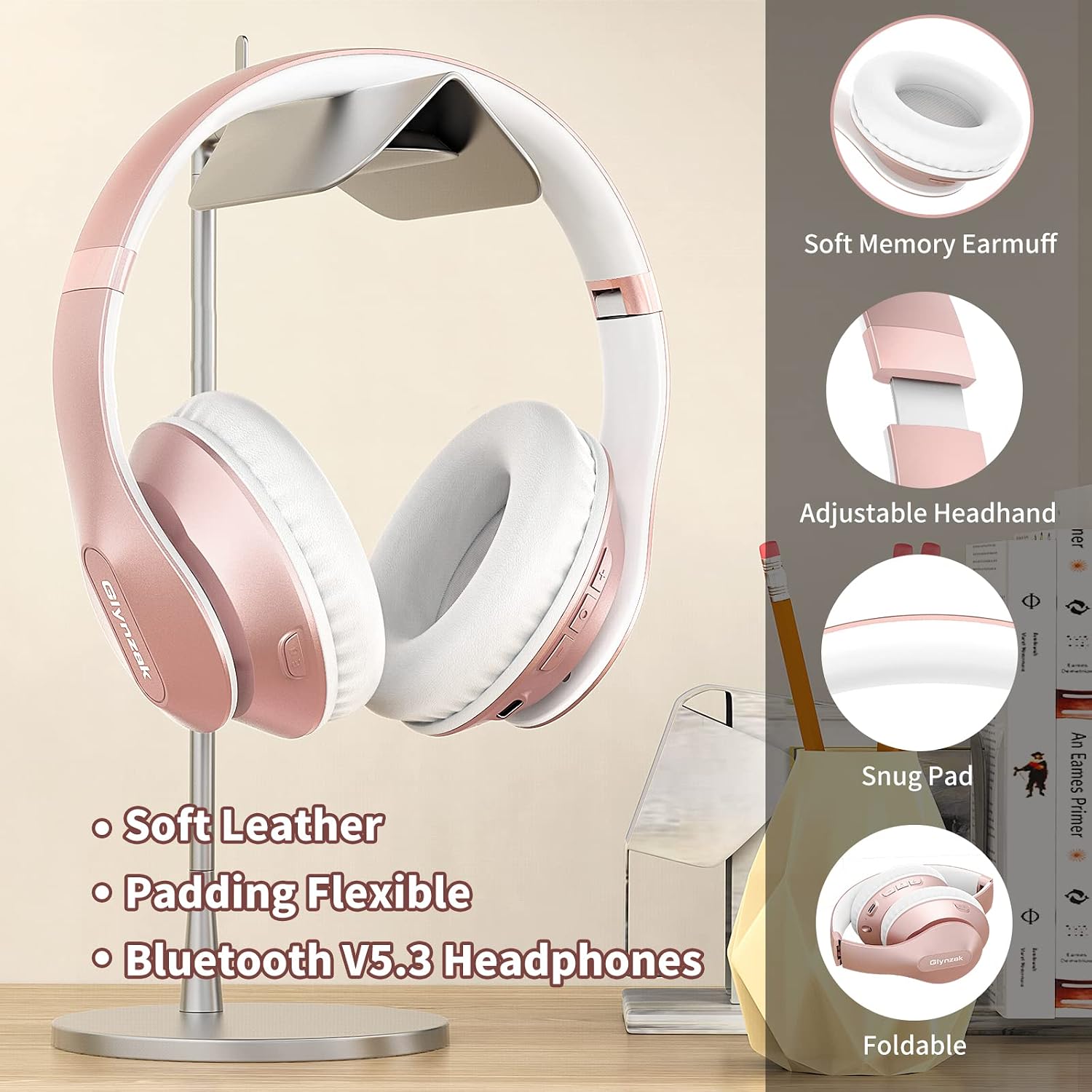 AUDÍFONOS BLUETOOTH INALÁMBRICOS GLYNZAK V6.0 OVER EAR STEREO CON MICRÓFONO - 4